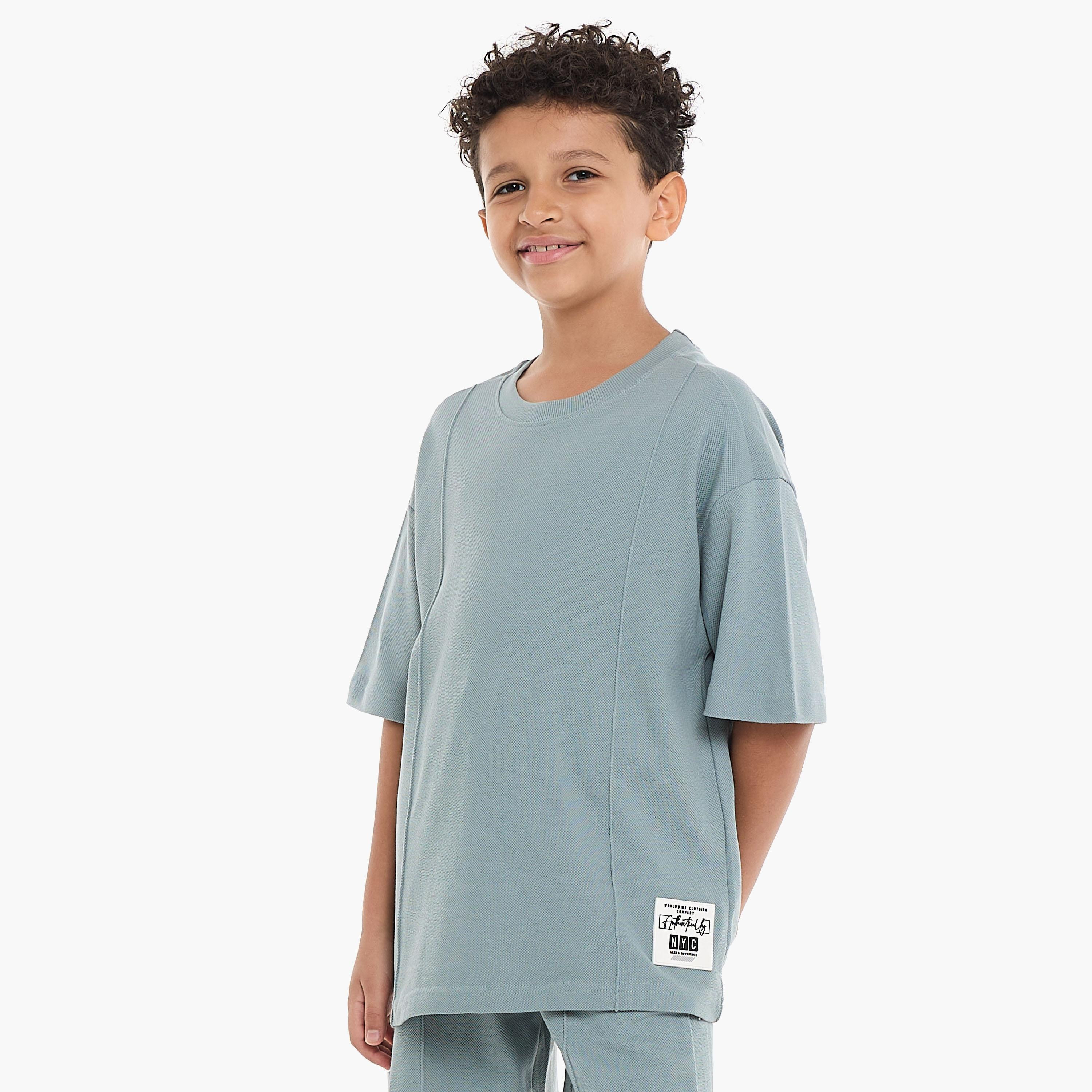 Victor and Jane 2-Piece Solid Short Sleeves T-Shirt with Shorts-boys-clothing-setsandcoords-image-3