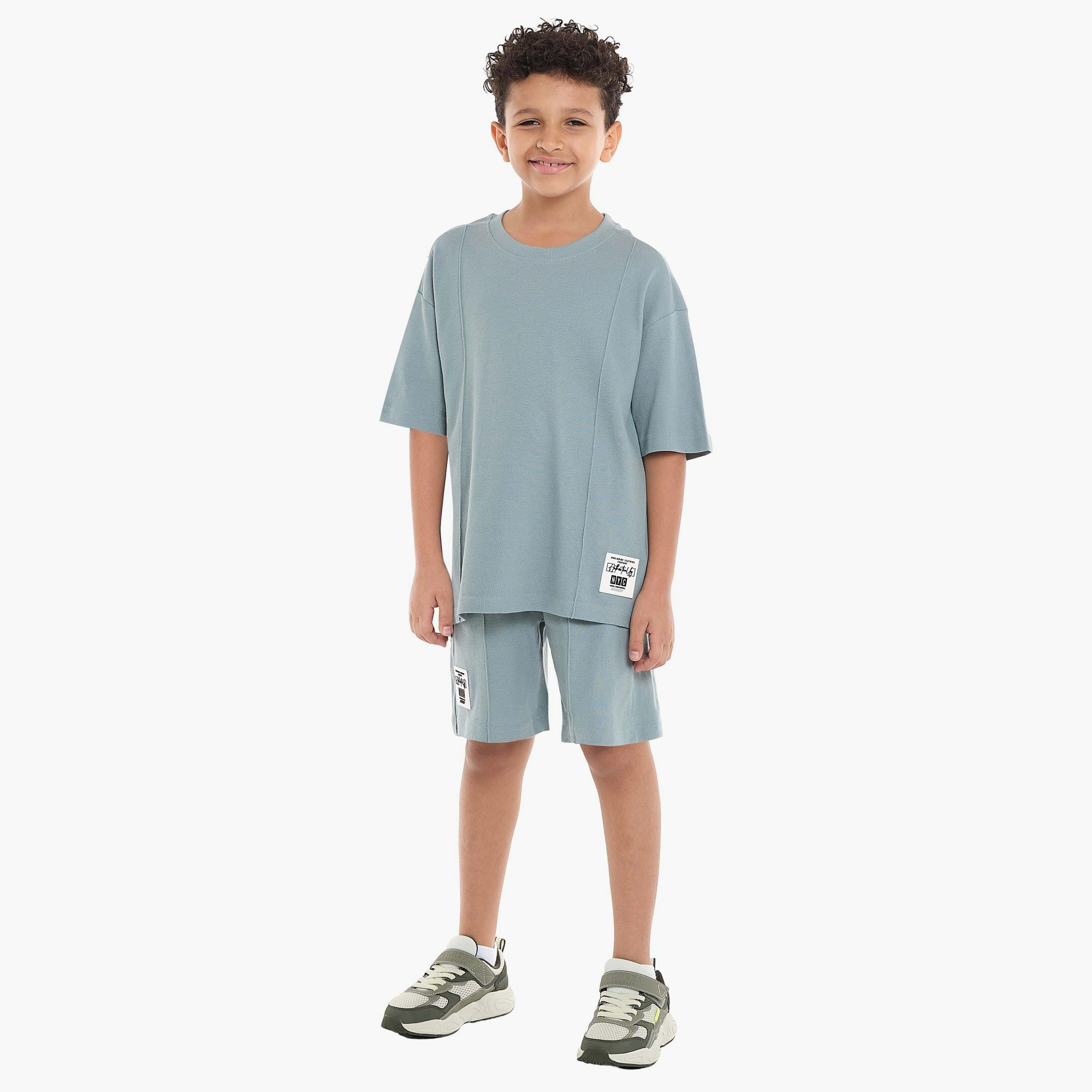 Victor and Jane 2-Piece Solid Short Sleeves T-Shirt with Shorts-boys-clothing-setsandcoords-image-5