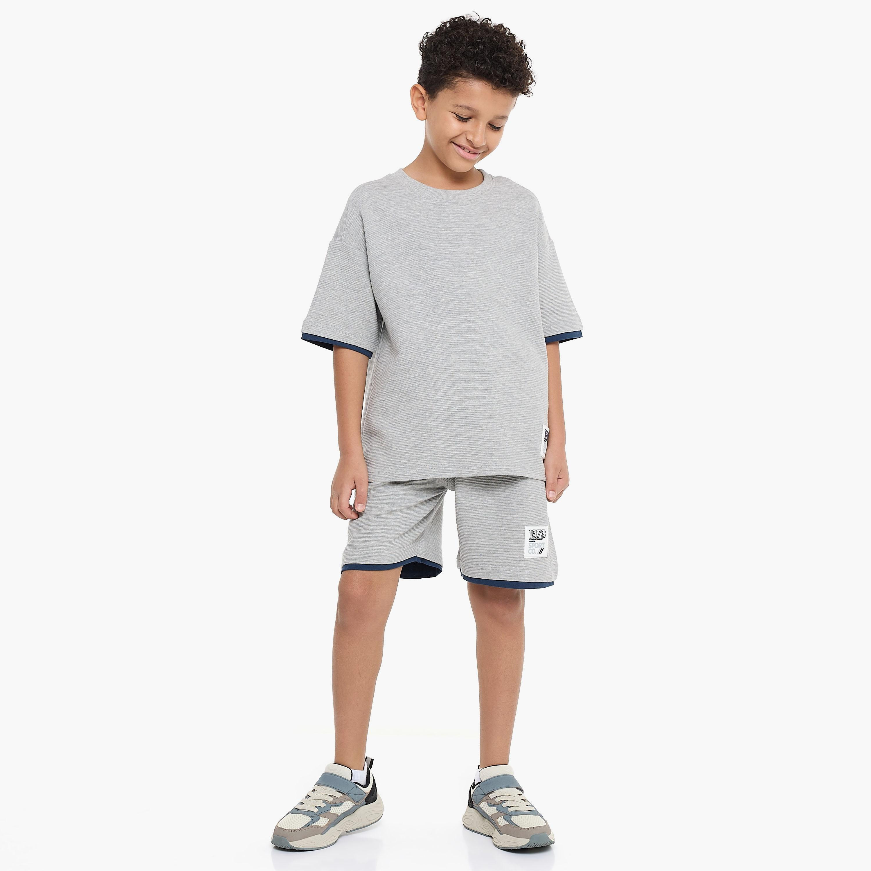 Victor and Jane 2-Piece Solid Short Sleeves T-Shirt with Shorts-boys-clothing-setsandcoords-image-1