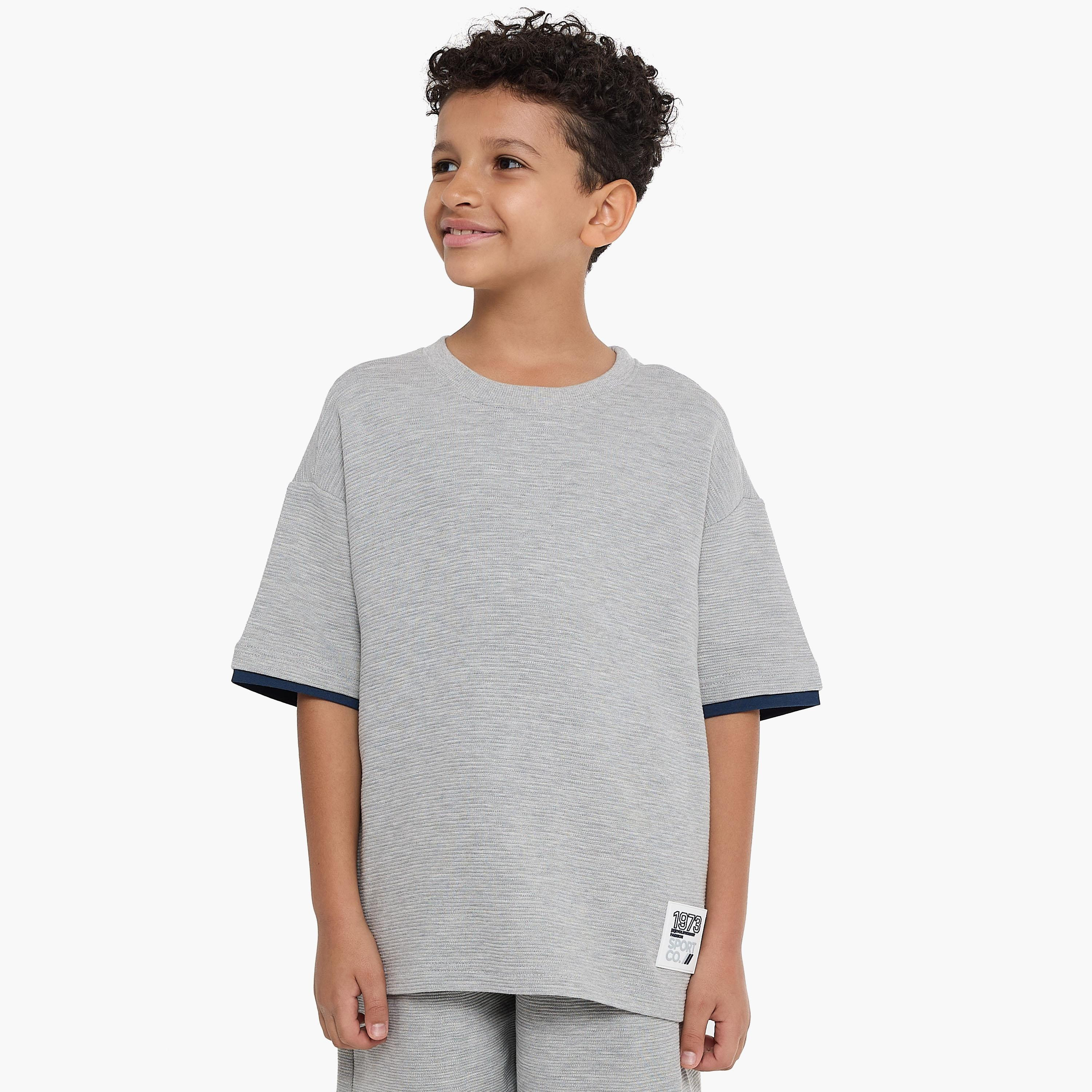 Victor and Jane 2-Piece Solid Short Sleeves T-Shirt with Shorts-boys-clothing-setsandcoords-image-3