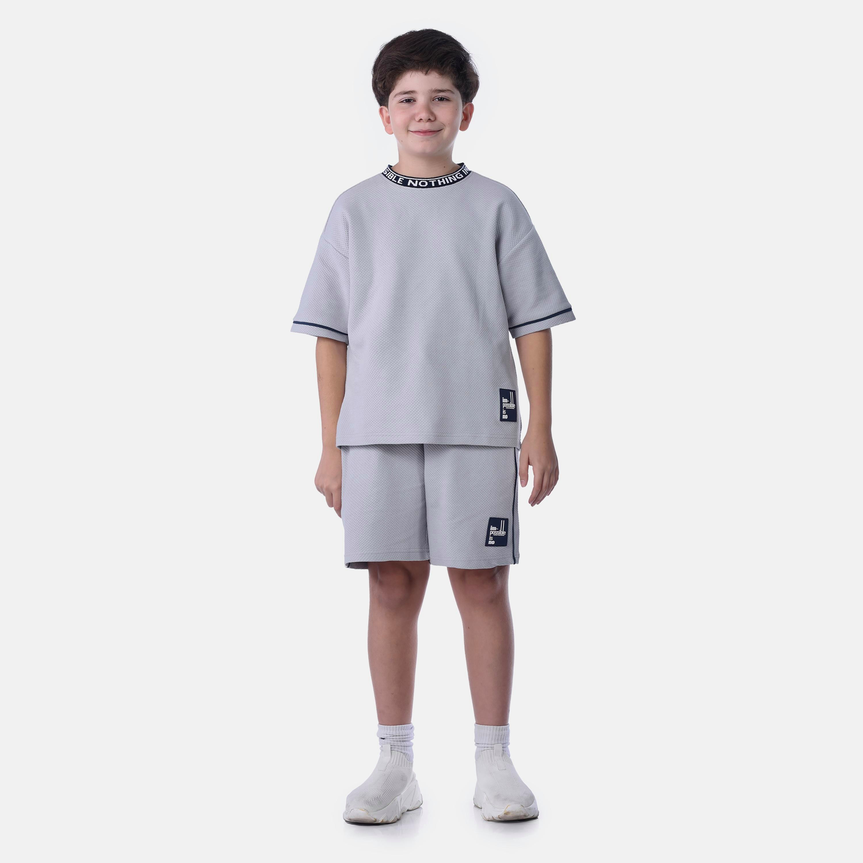 Victor and Jane 2-Piece Solid Short Sleeves T-Shirt with Shorts-boys-clothing-setsandcoords-image-1