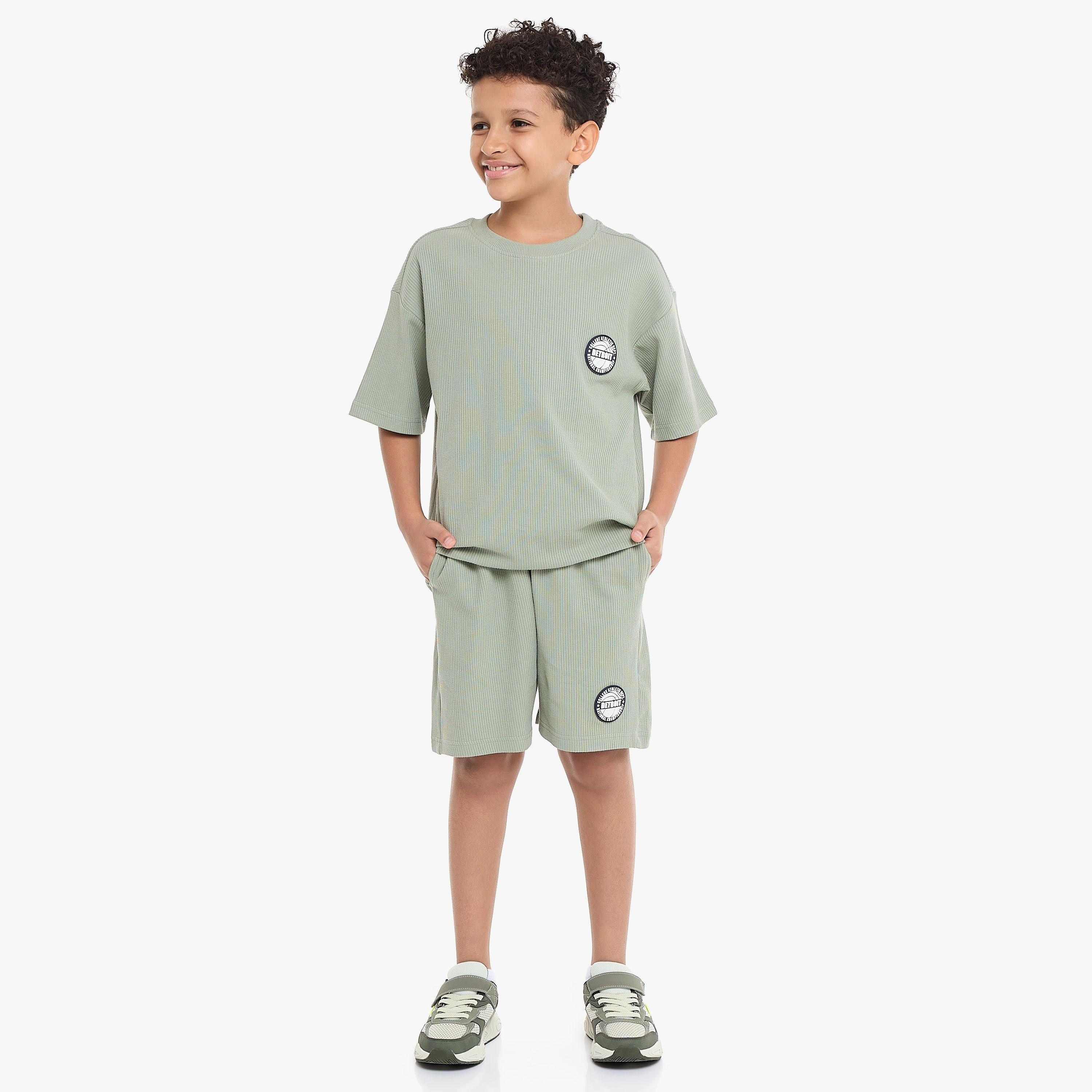 Victor and Jane 2-Piece Solid Short Sleeves T-Shirt with Shorts-boys-clothing-setsandcoords-image-1