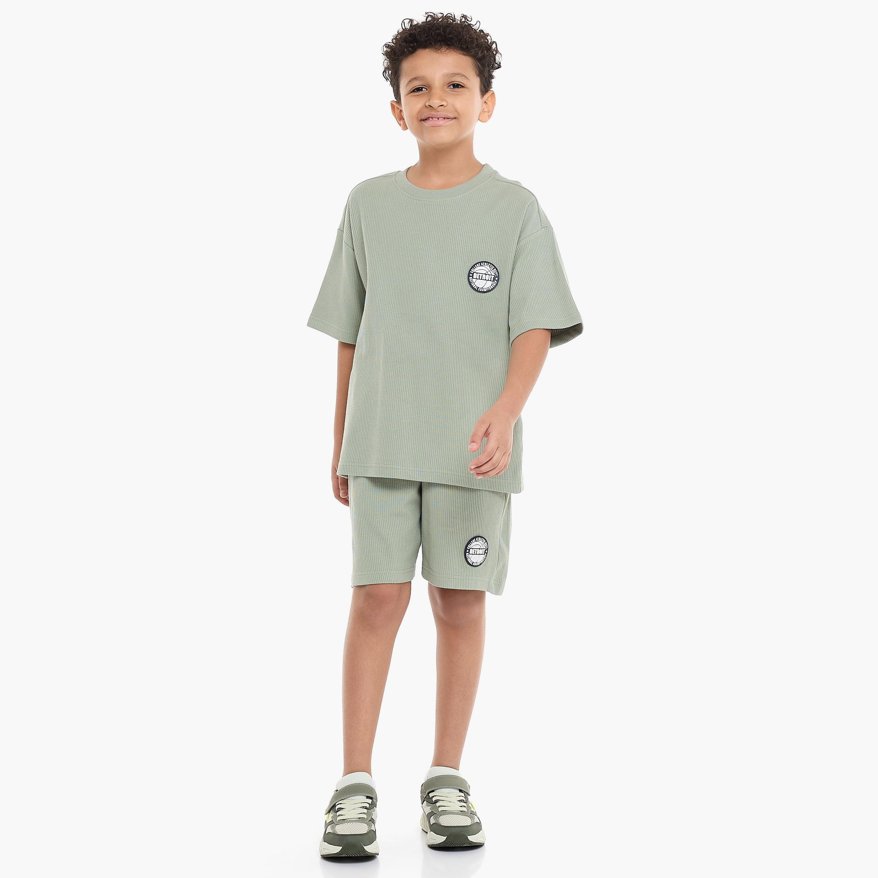 Victor and Jane 2-Piece Solid Short Sleeves T-Shirt with Shorts-boys-clothing-setsandcoords-image-5