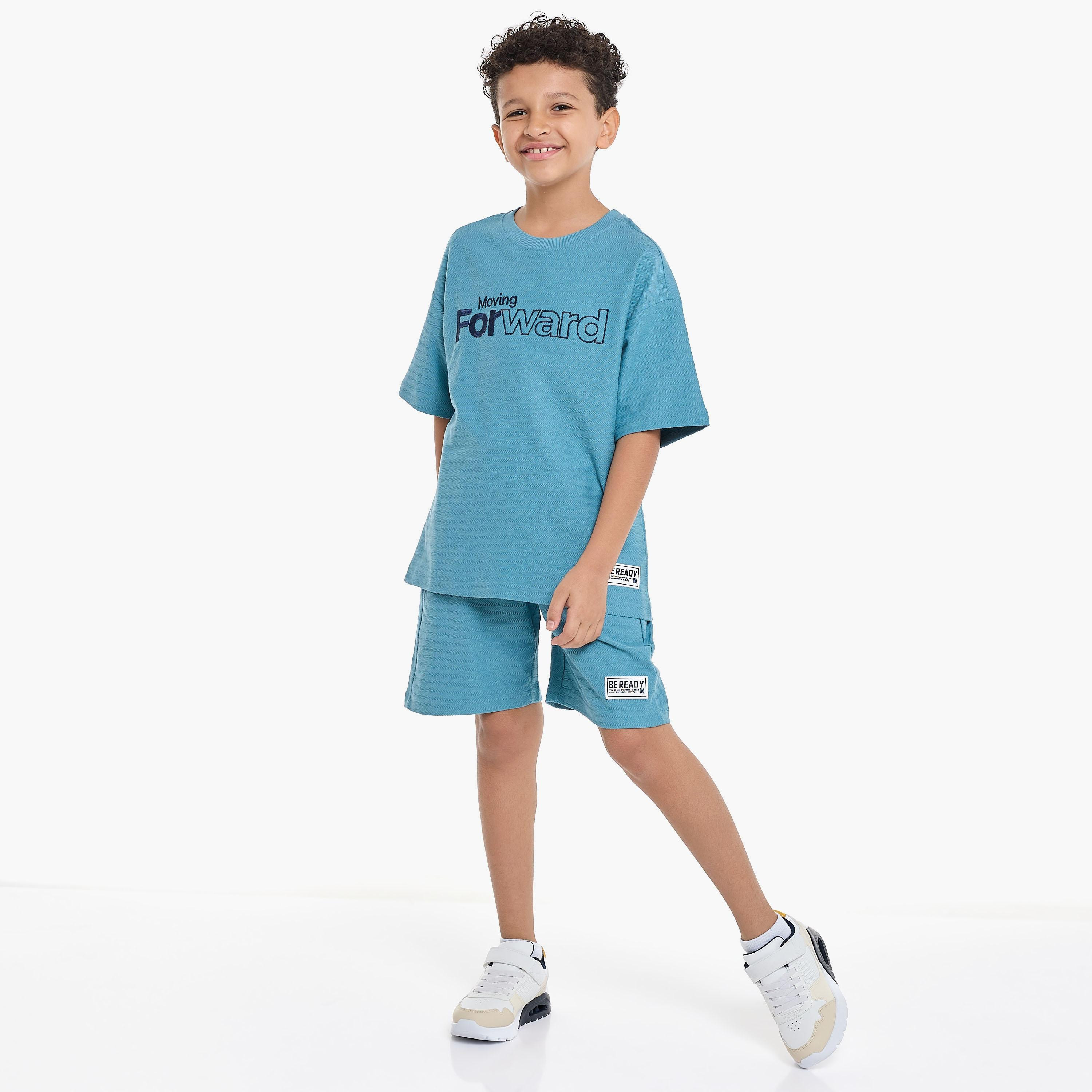 Victor and Jane 2-Piece Embroidered Short Sleeves T-Shirt with Shorts-boys-clothing-setsandcoords-image-1