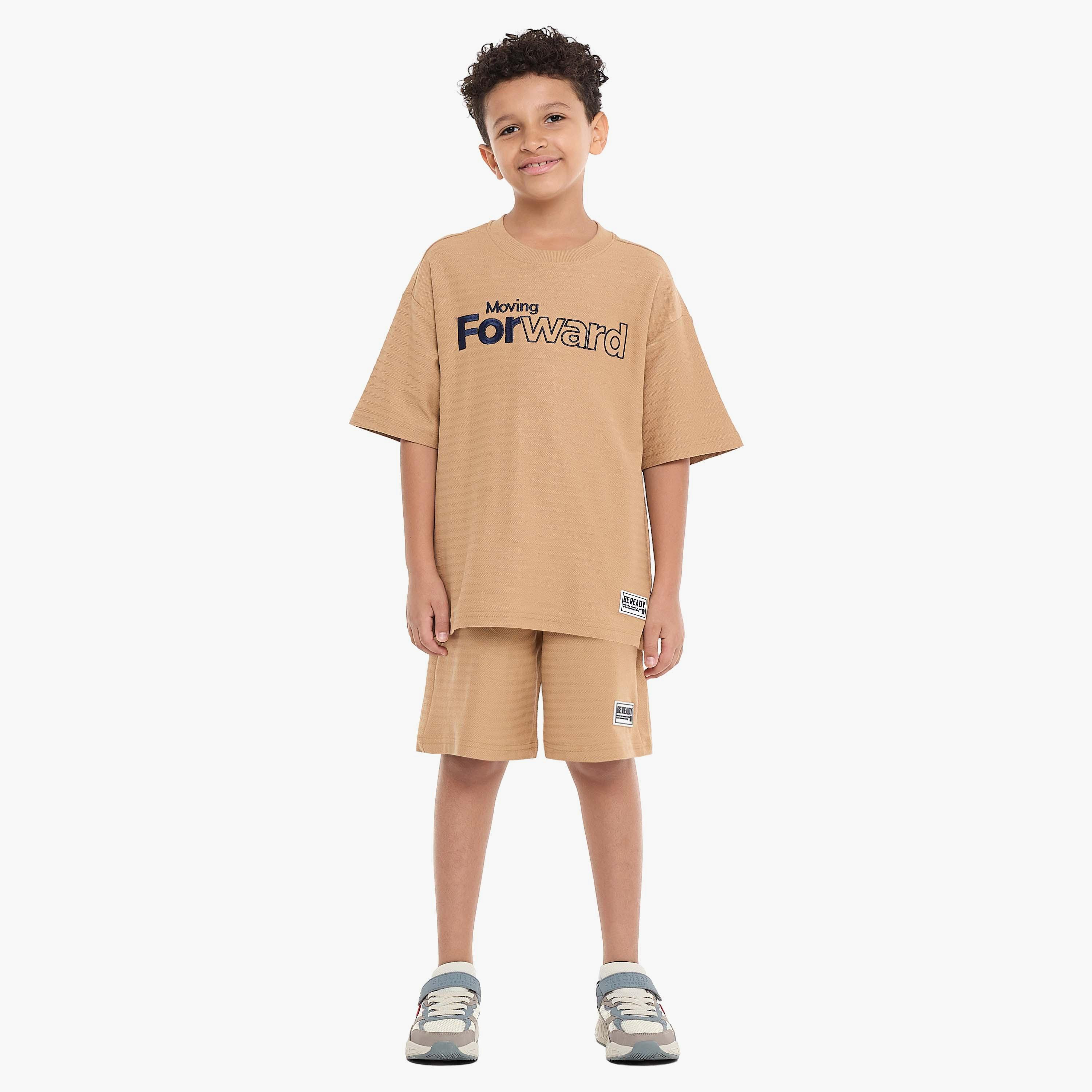Victor and Jane 2-Piece Embroidered Short Sleeves T-Shirt with Shorts-boys-clothing-setsandcoords-image-1
