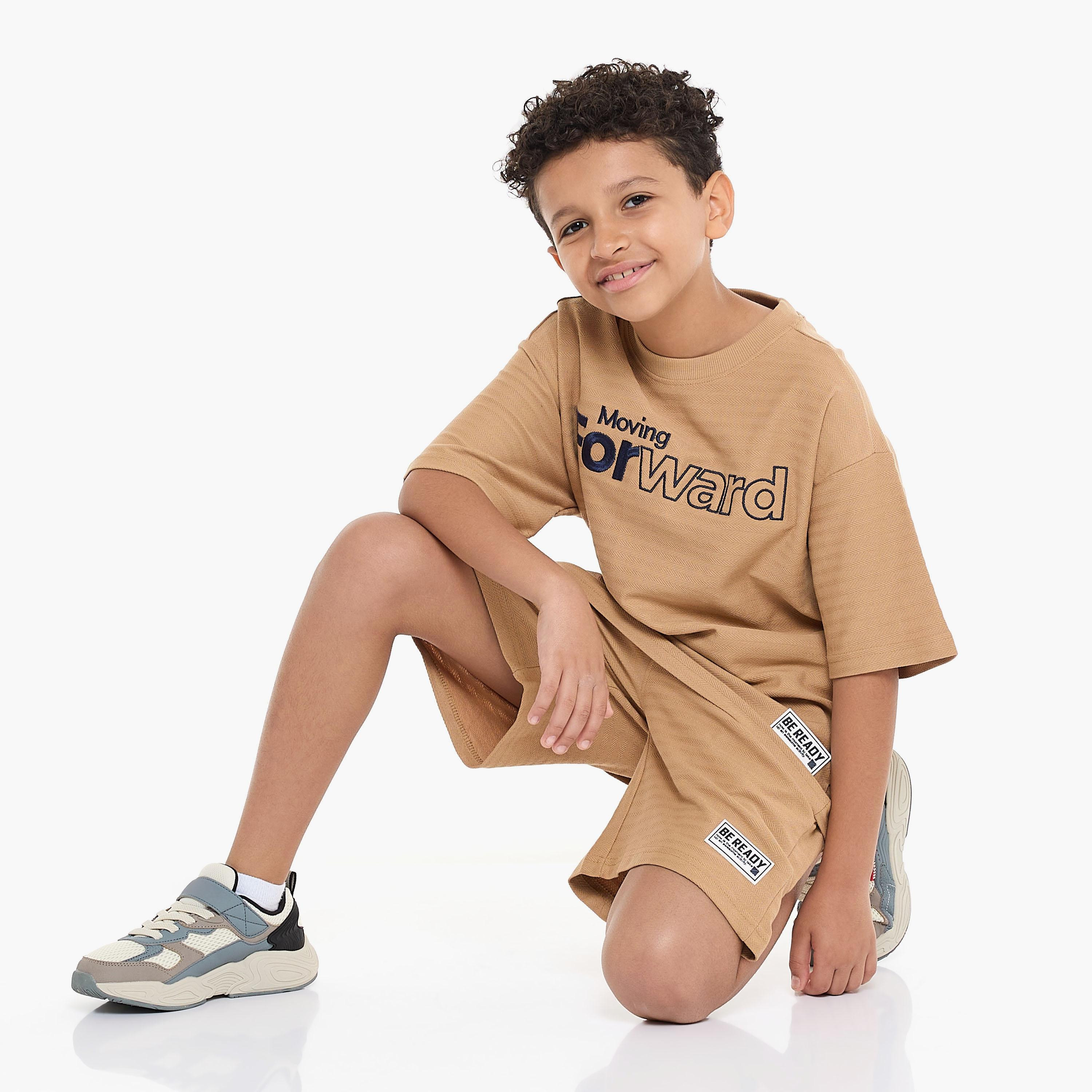 Victor and Jane 2-Piece Embroidered Short Sleeves T-Shirt with Shorts-boys-clothing-setsandcoords-image-2