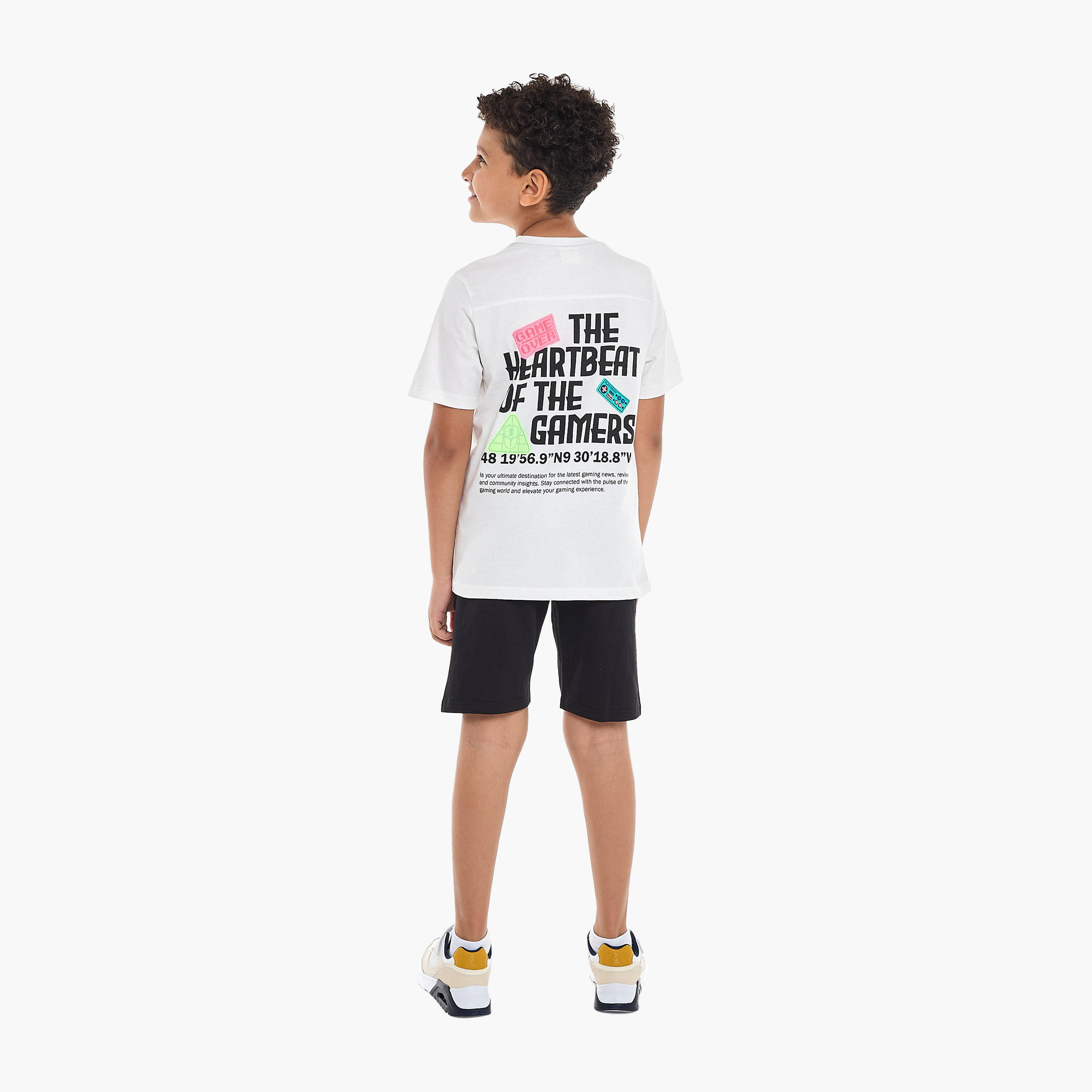 Victor and Jane Game Ready Football Championship T-Shirt & Shorts Set - Off-White & Black-boys-clothing-setsandcoords-image-2
