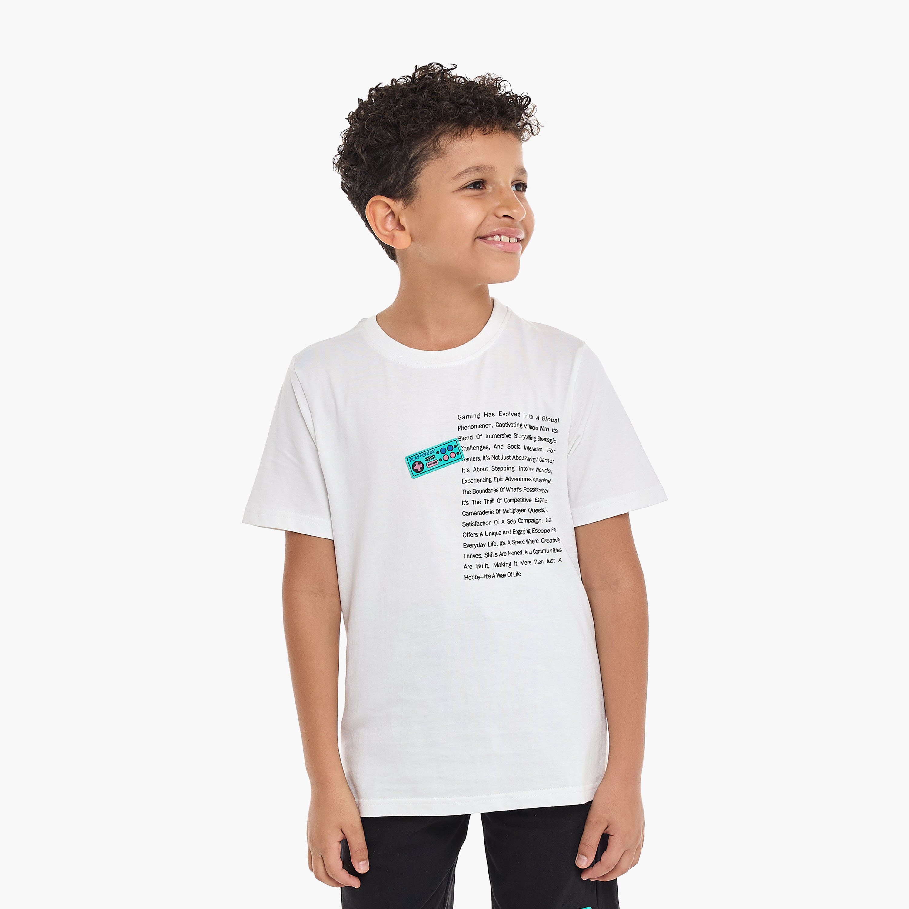 Victor and Jane Game Ready Football Championship T-Shirt & Shorts Set - Off-White & Black-boys-clothing-setsandcoords-image-3