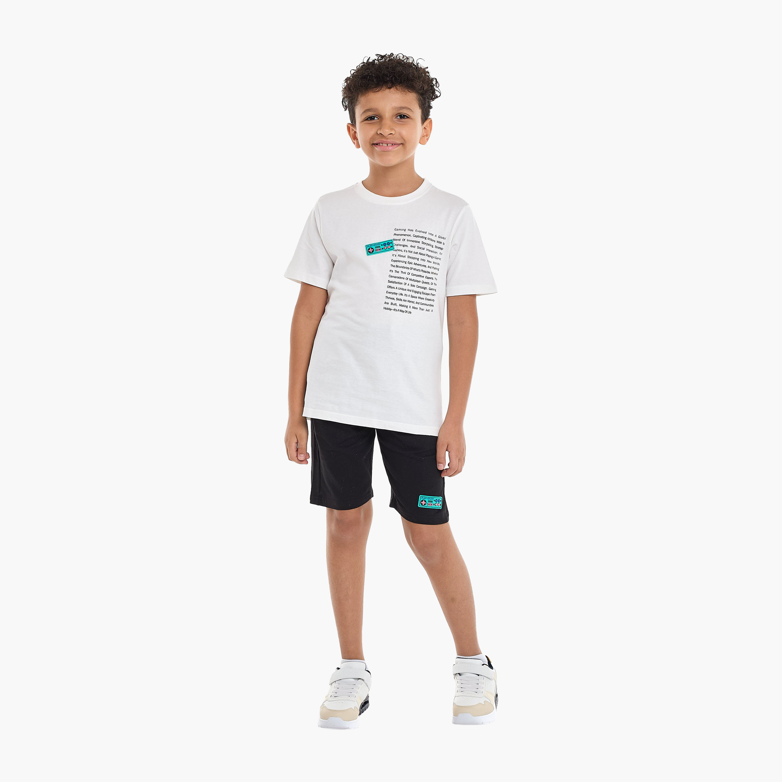 Victor and Jane Game Ready Football Championship T-Shirt & Shorts Set - Off-White & Black-boys-clothing-setsandcoords-image-6