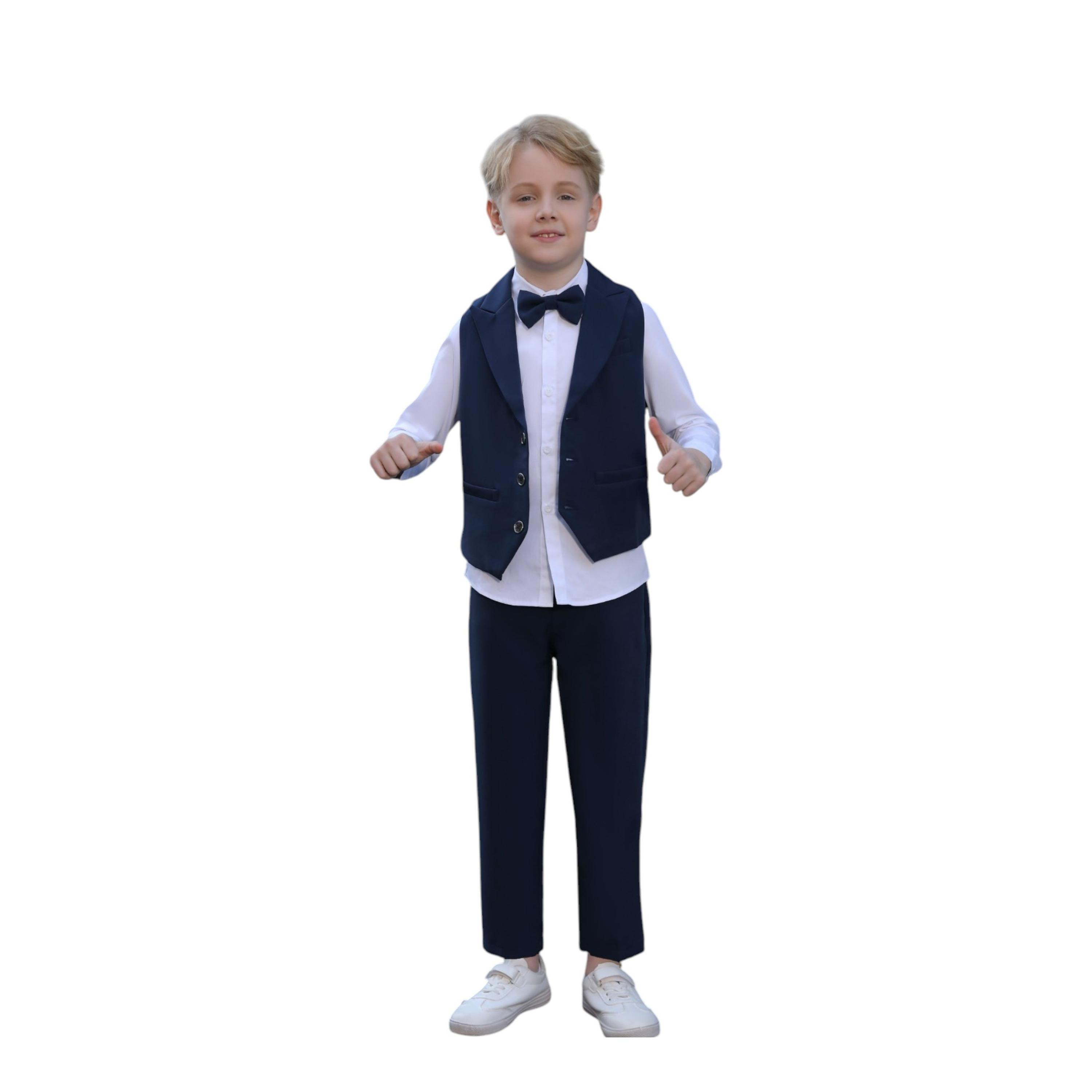قميص سادة بأكمام طويلة 3 قطع وبنطلون وصدرية من فيكتور اند جين-baby-boys-clothing-setsandcoords-image-1