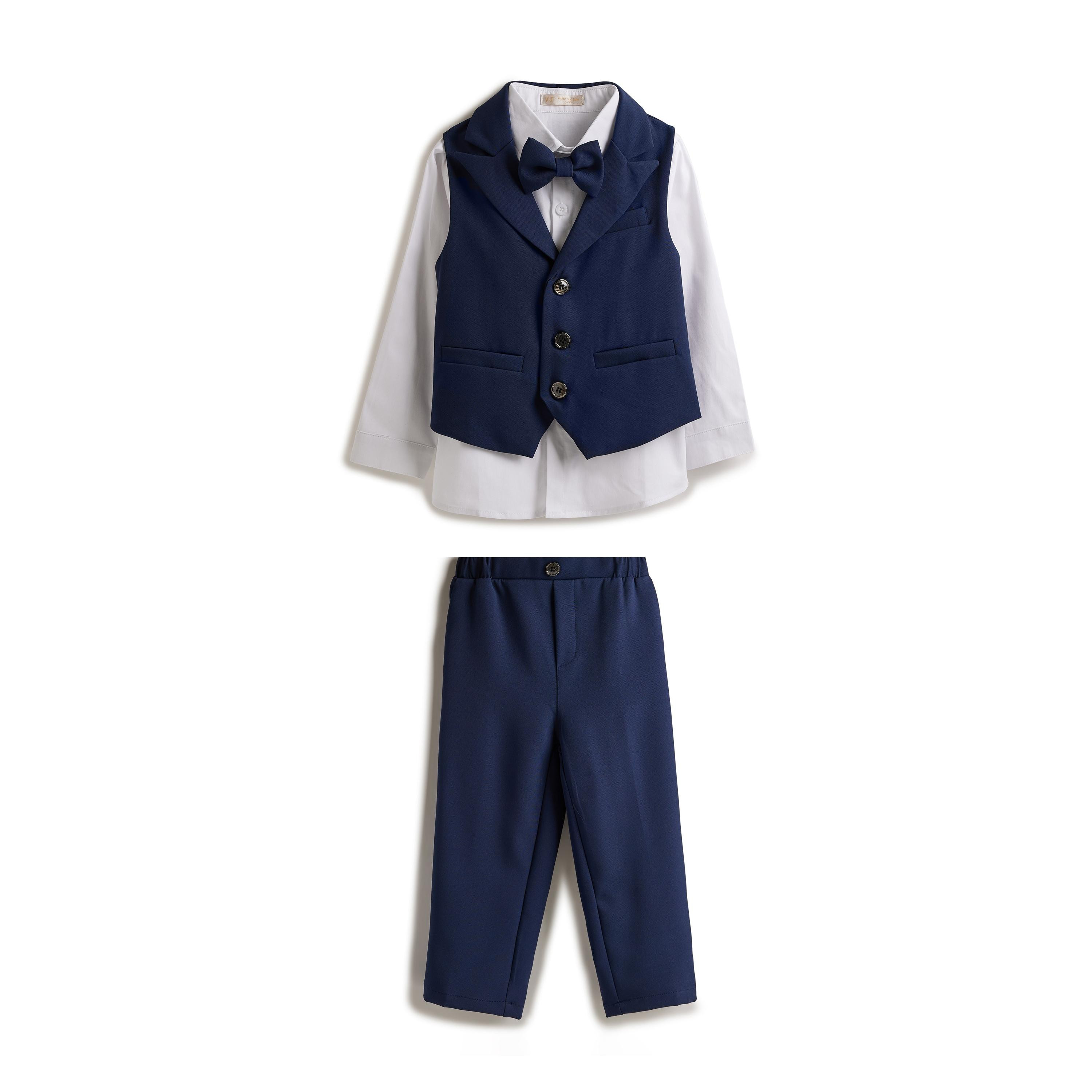 قميص سادة بأكمام طويلة 3 قطع وبنطلون وصدرية من فيكتور اند جين-baby-boys-clothing-setsandcoords-image-8