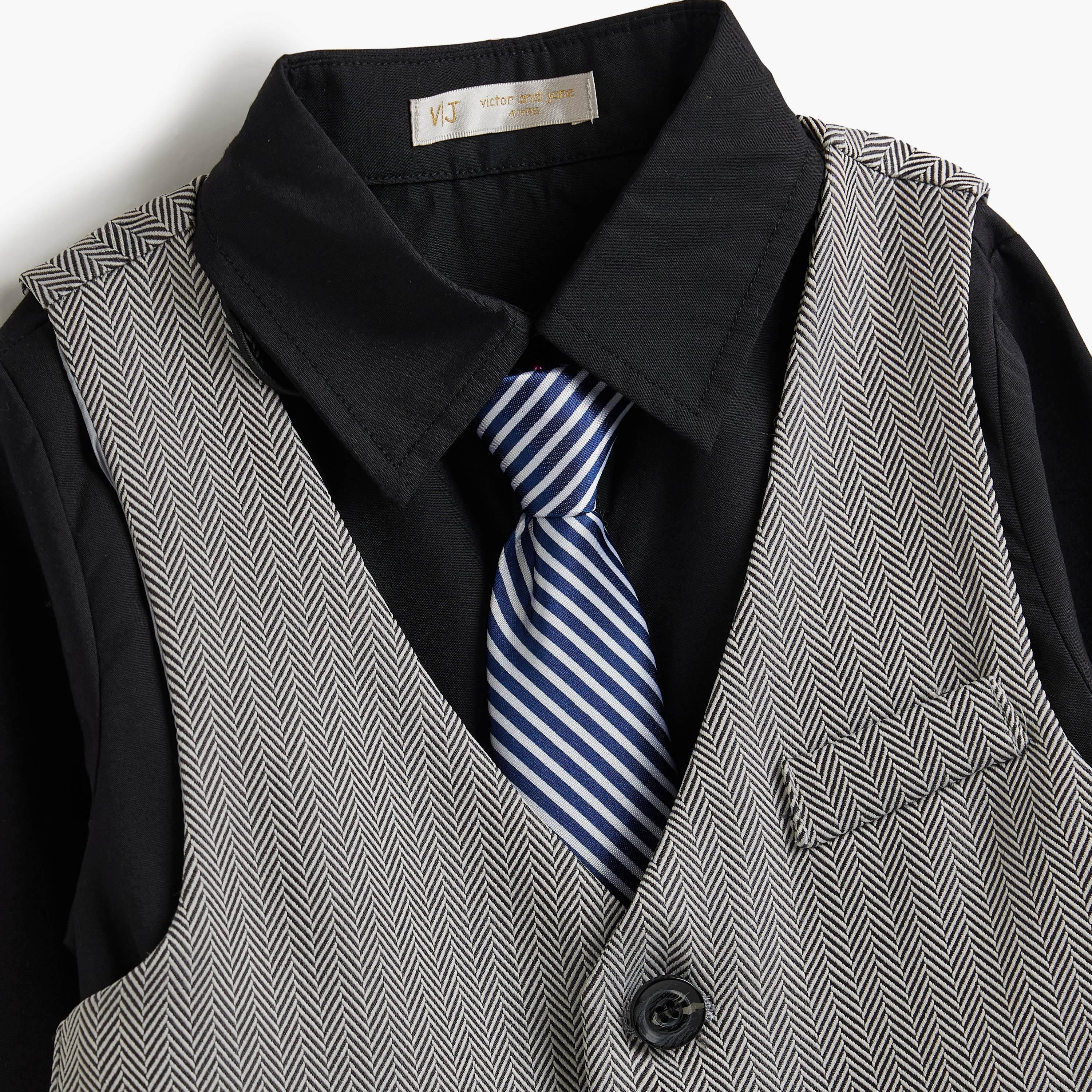 قميص سادة بأكمام طويلة 3 قطع وبنطلون وصدرية من فيكتور اند جين-baby-boys-clothing-setsandcoords-image-2
