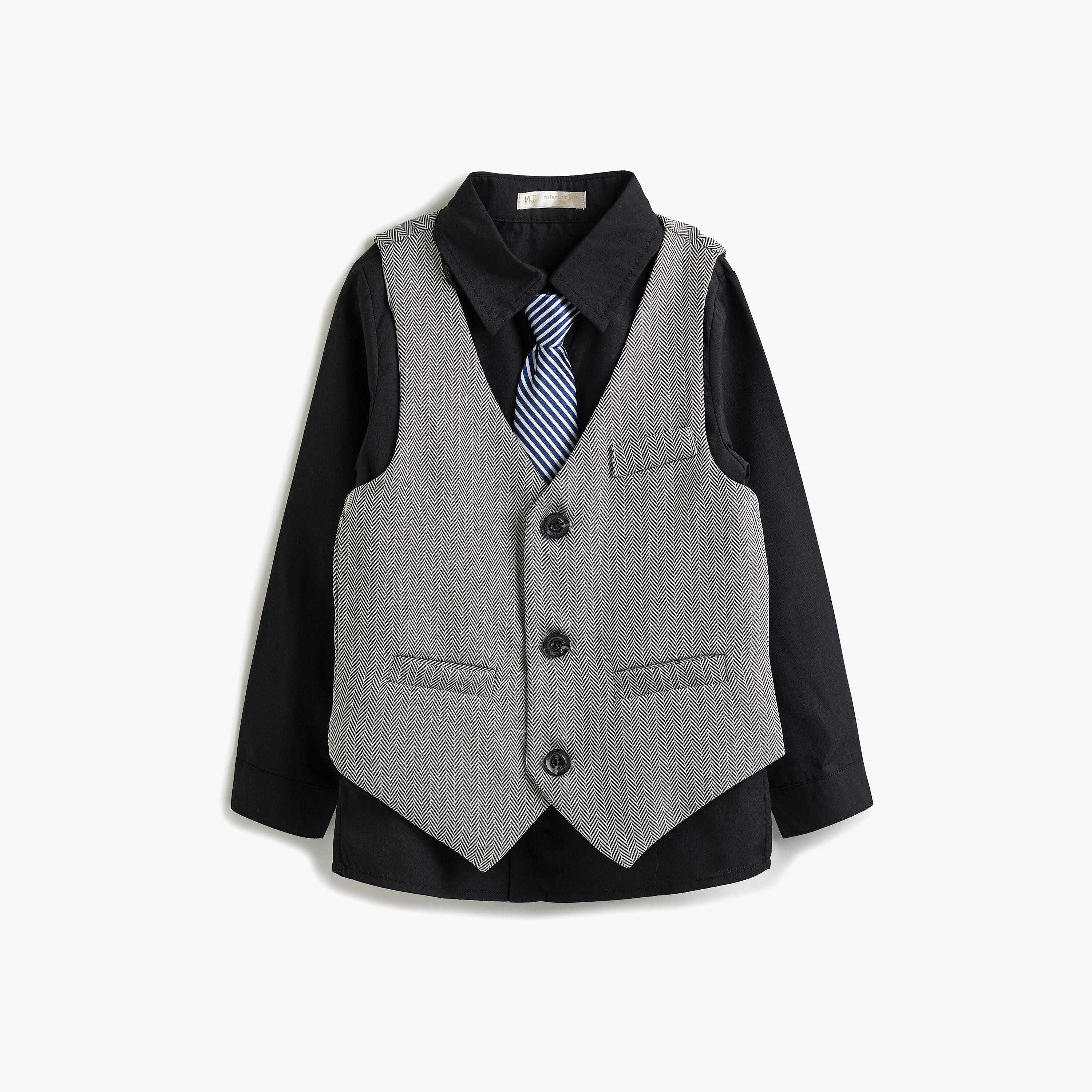 قميص سادة بأكمام طويلة 3 قطع وبنطلون وصدرية من فيكتور اند جين-baby-boys-clothing-setsandcoords-image-8
