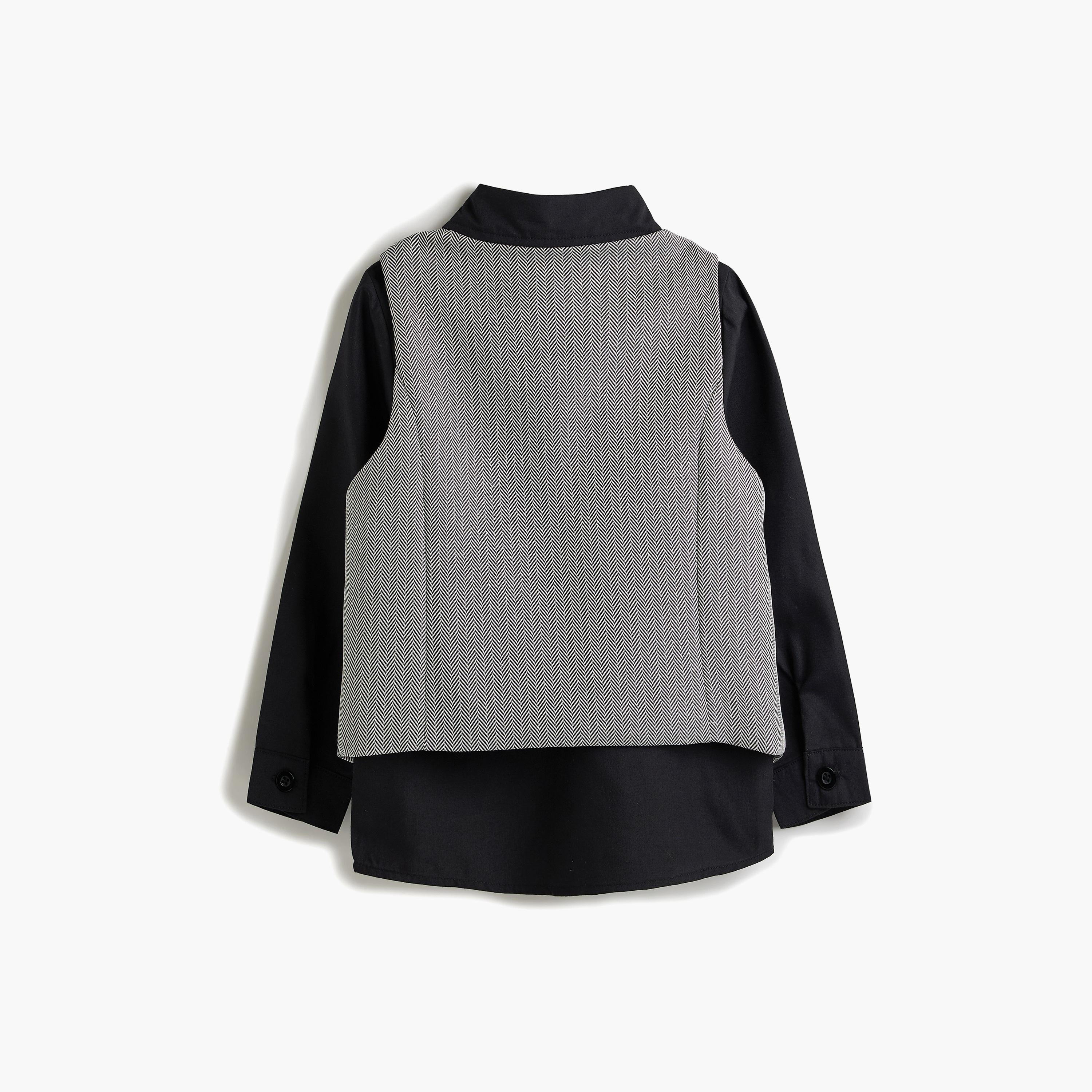 قميص سادة بأكمام طويلة 3 قطع وبنطلون وصدرية من فيكتور اند جين-baby-boys-clothing-setsandcoords-image-9