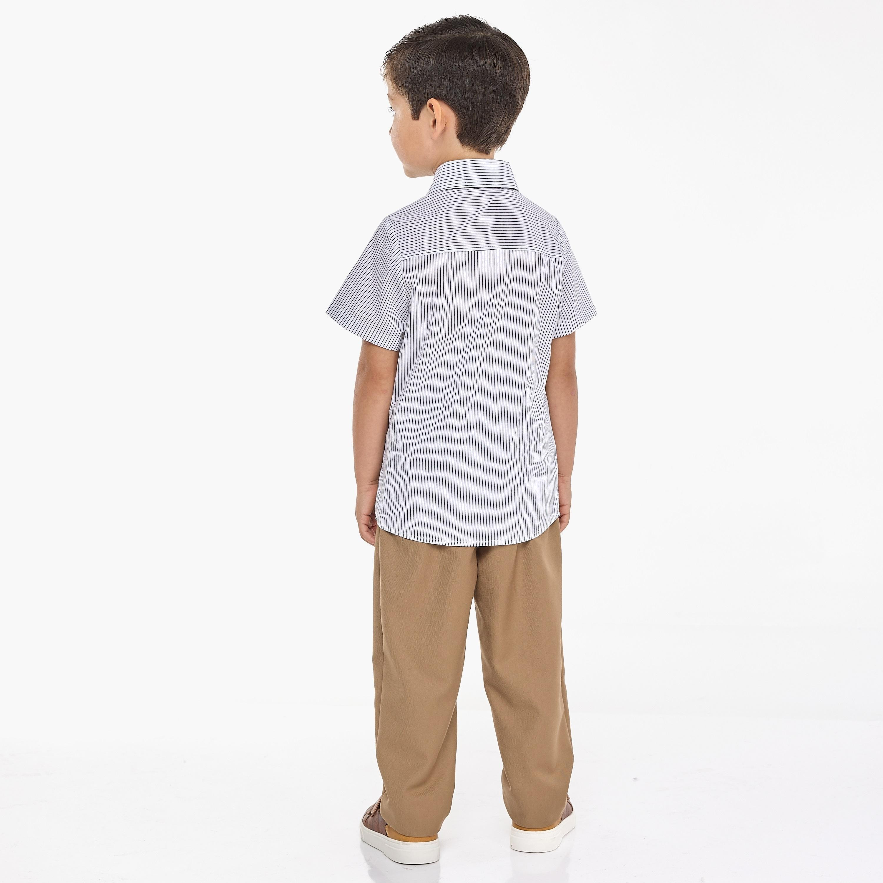 قميص سادة بأكمام قصيرة 4 قطع وبنطلون وصدرية وربطة عنق من فيكتور اند جين-baby-boys-clothing-setsandcoords-image-4