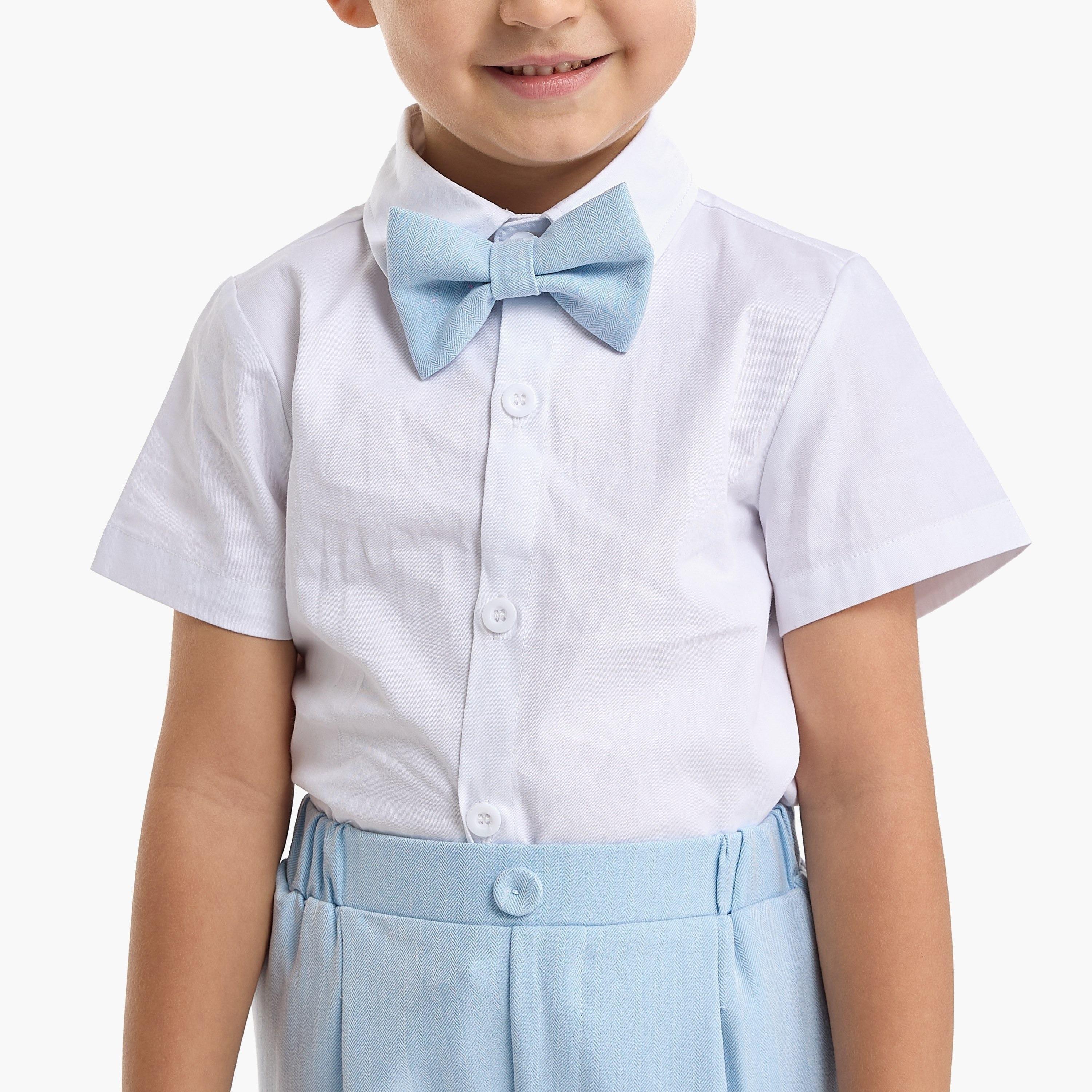 Victor and Jane 4-Piece Solid Short Sleeves Shirt, Pants, Waistcoat with Tie-baby-boys-clothing-setsandcoords-image-5