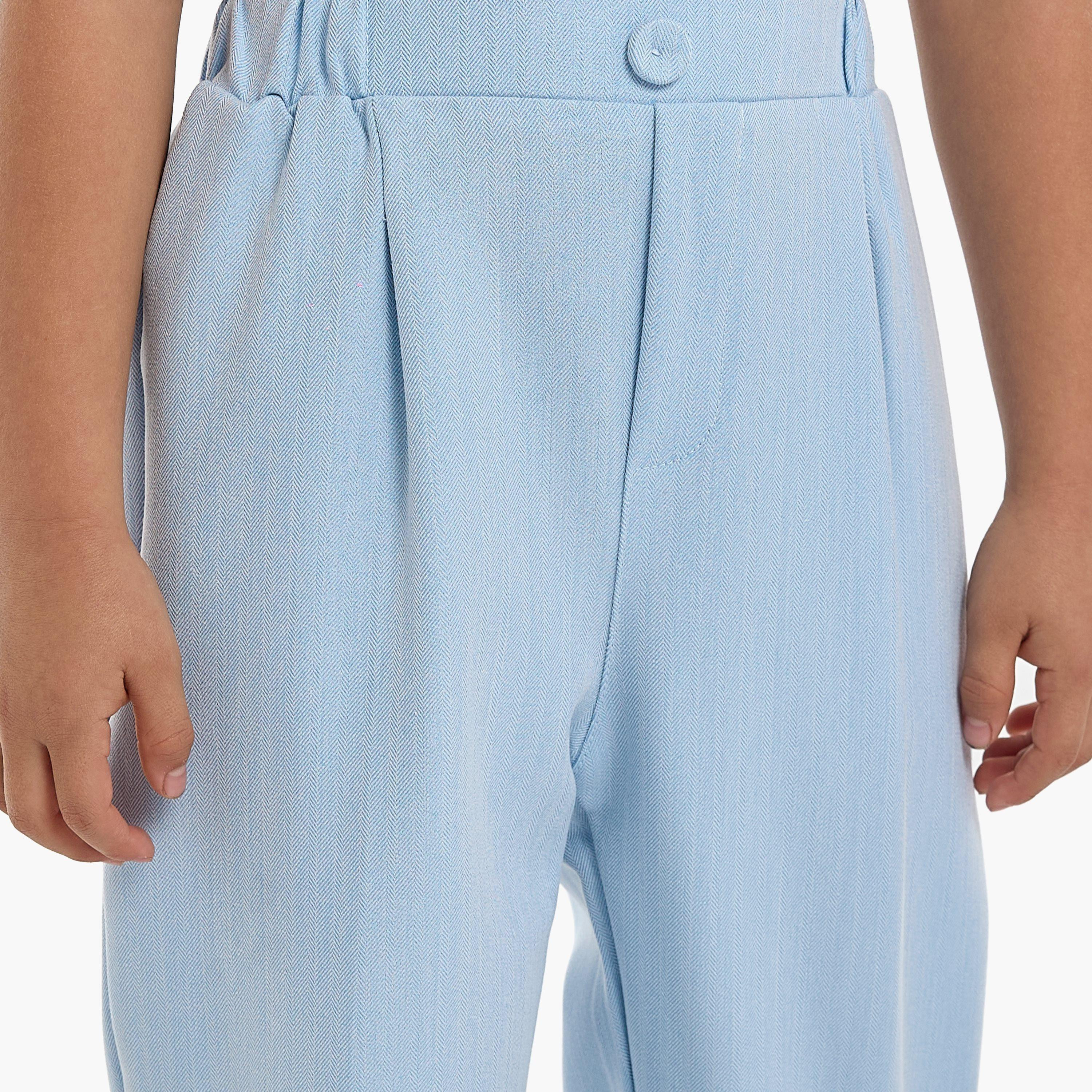 قميص سادة بأكمام قصيرة 4 قطع وبنطلون وصدرية وربطة عنق من فيكتور اند جين-baby-boys-clothing-setsandcoords-image-7