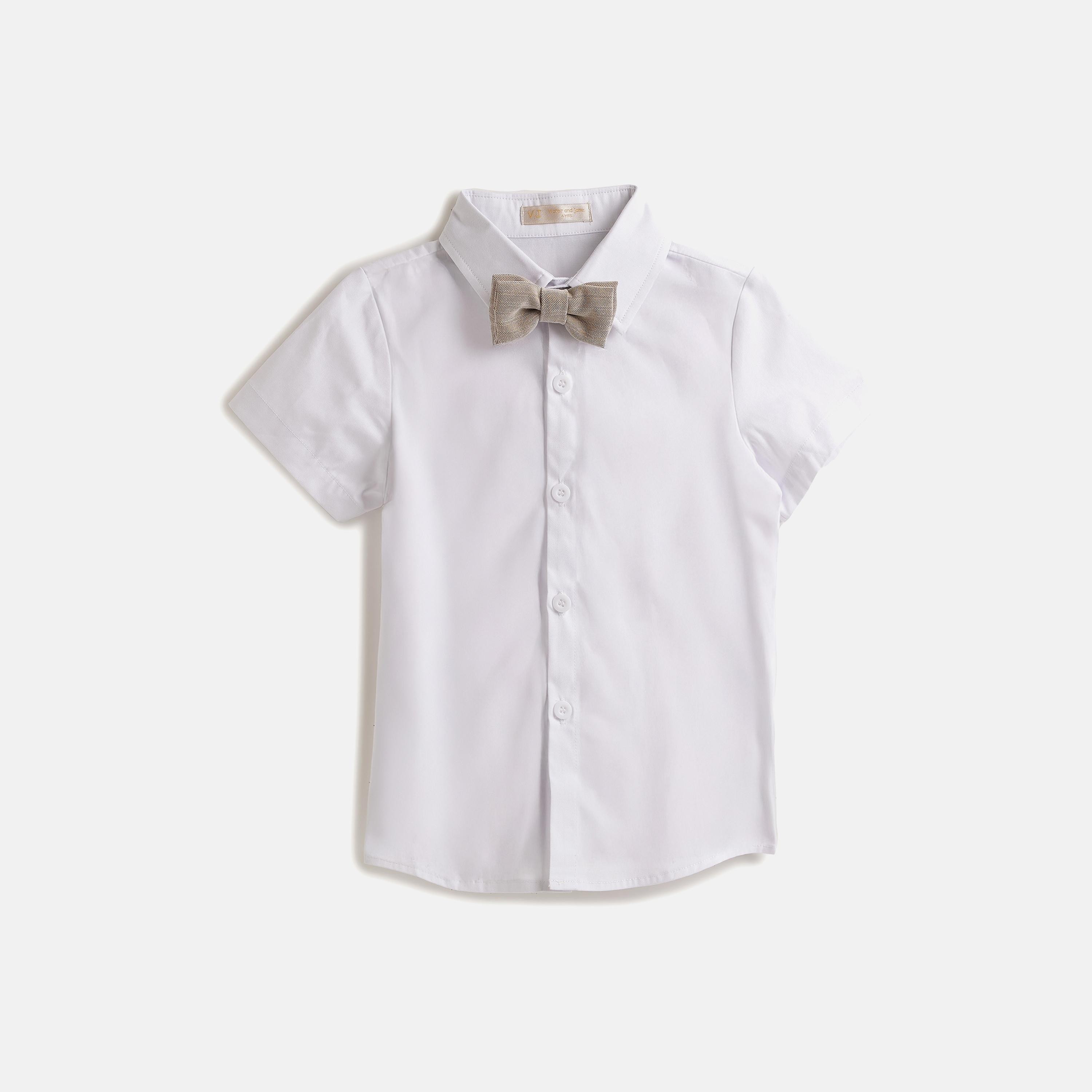 Victor and Jane 4-Piece Solid Short Sleeves Shirt, Shorts, Waistcoat with Tie-boys-clothing-setsandcoords-image-11