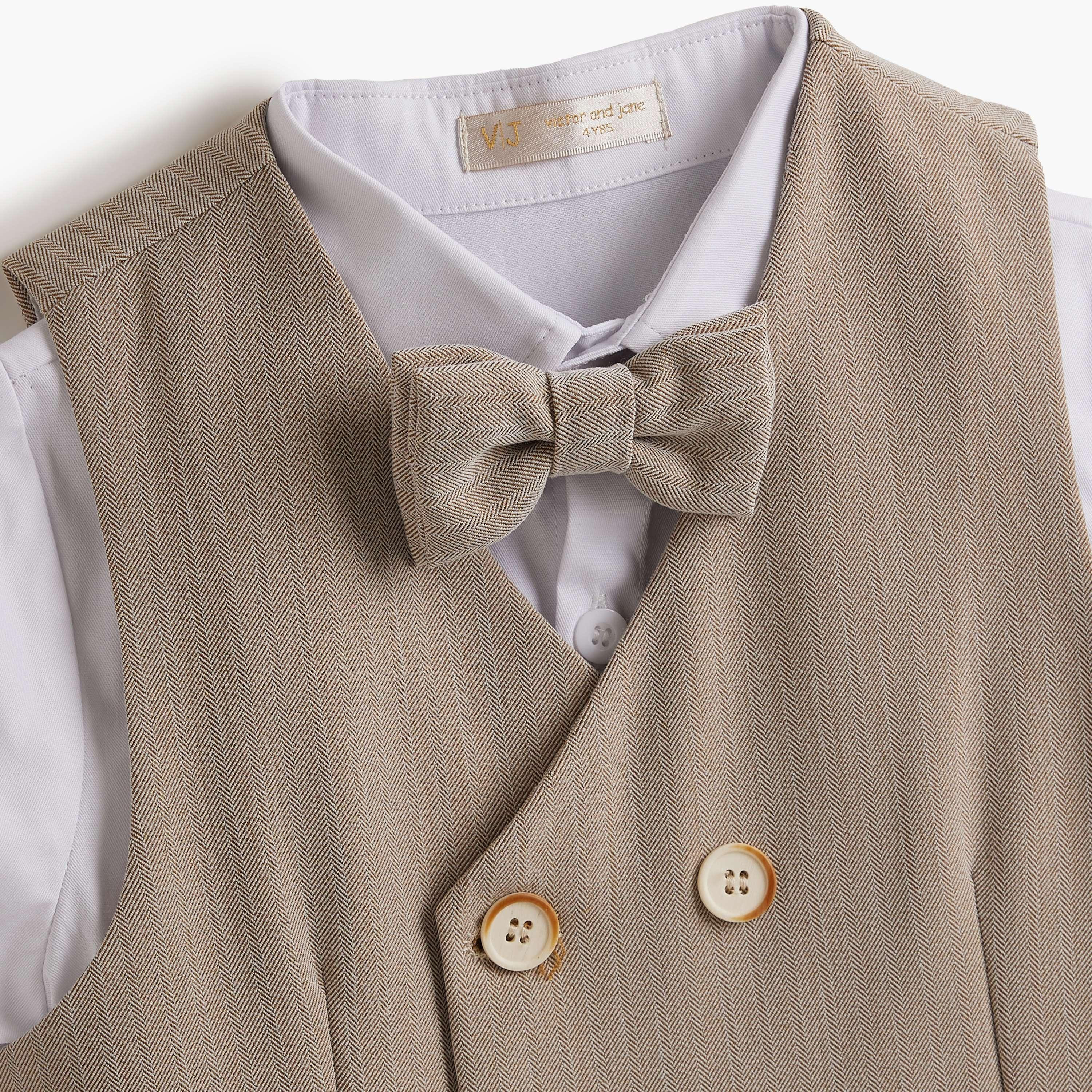 Victor and Jane 4-Piece Solid Short Sleeves Shirt, Shorts, Waistcoat with Tie-boys-clothing-setsandcoords-image-3