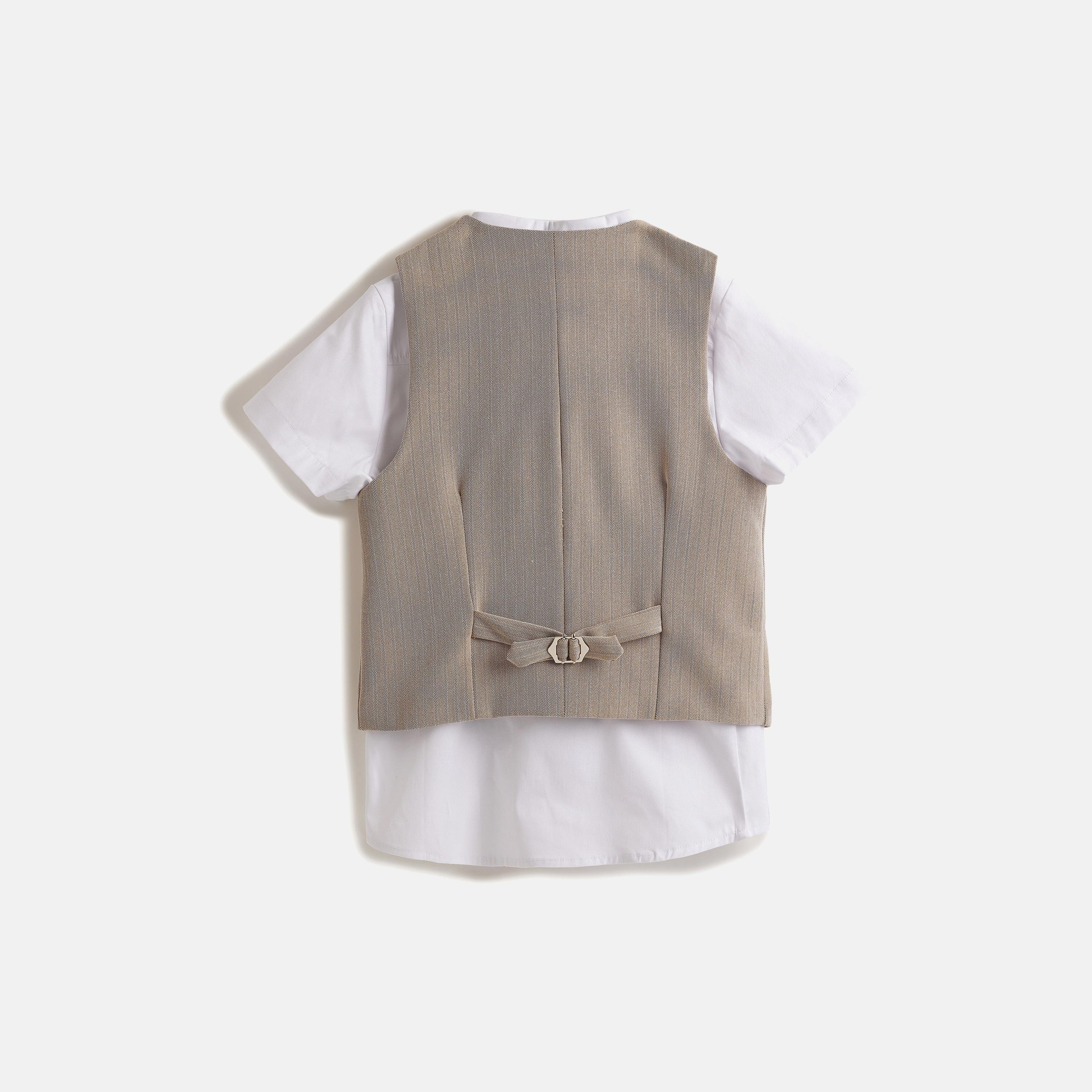 Victor and Jane 4-Piece Solid Short Sleeves Shirt, Shorts, Waistcoat with Tie-boys-clothing-setsandcoords-image-9