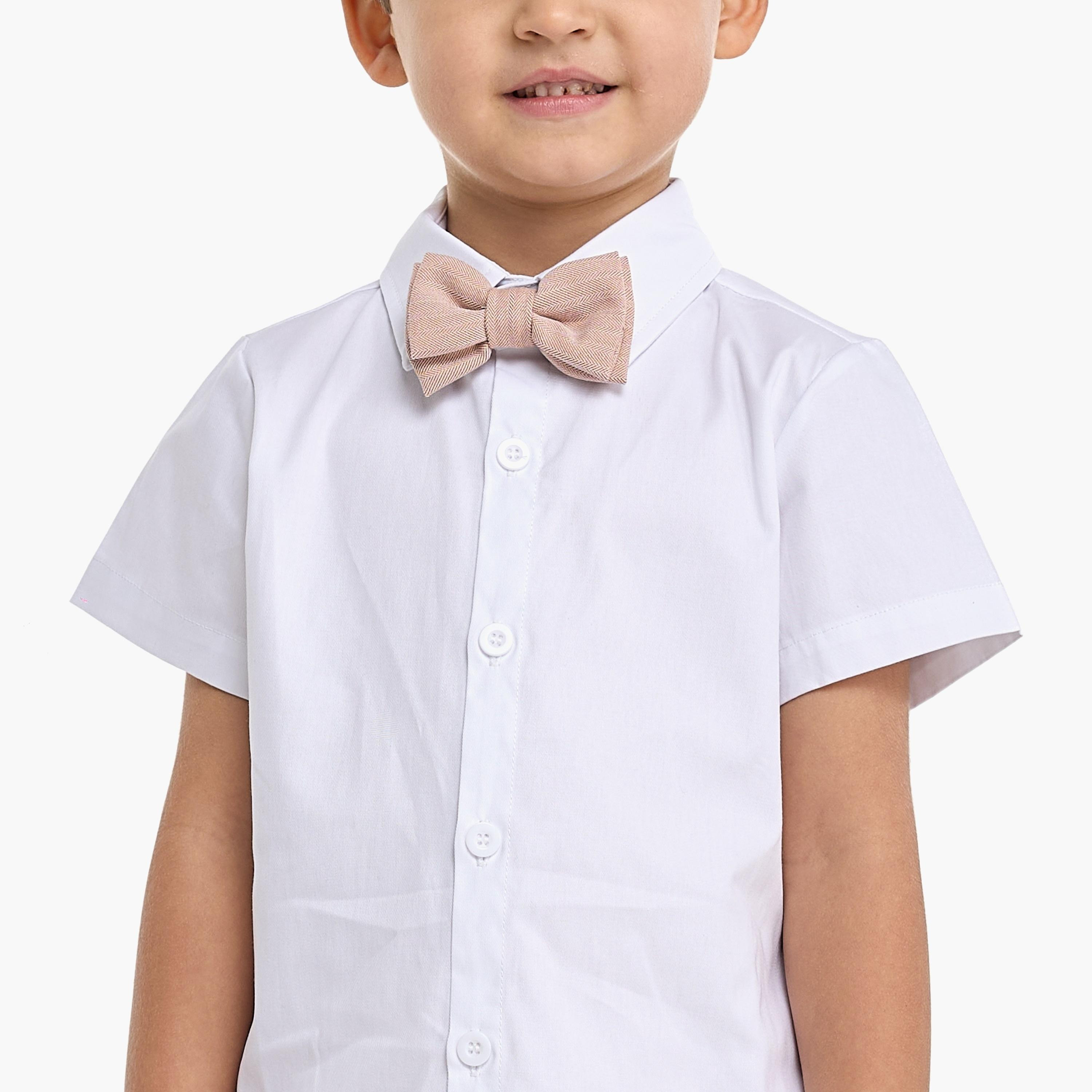 Victor and Jane 4-Piece Solid Short Sleeves Shirt, Shorts, Waistcoat with Tie-boys-clothing-setsandcoords-image-6