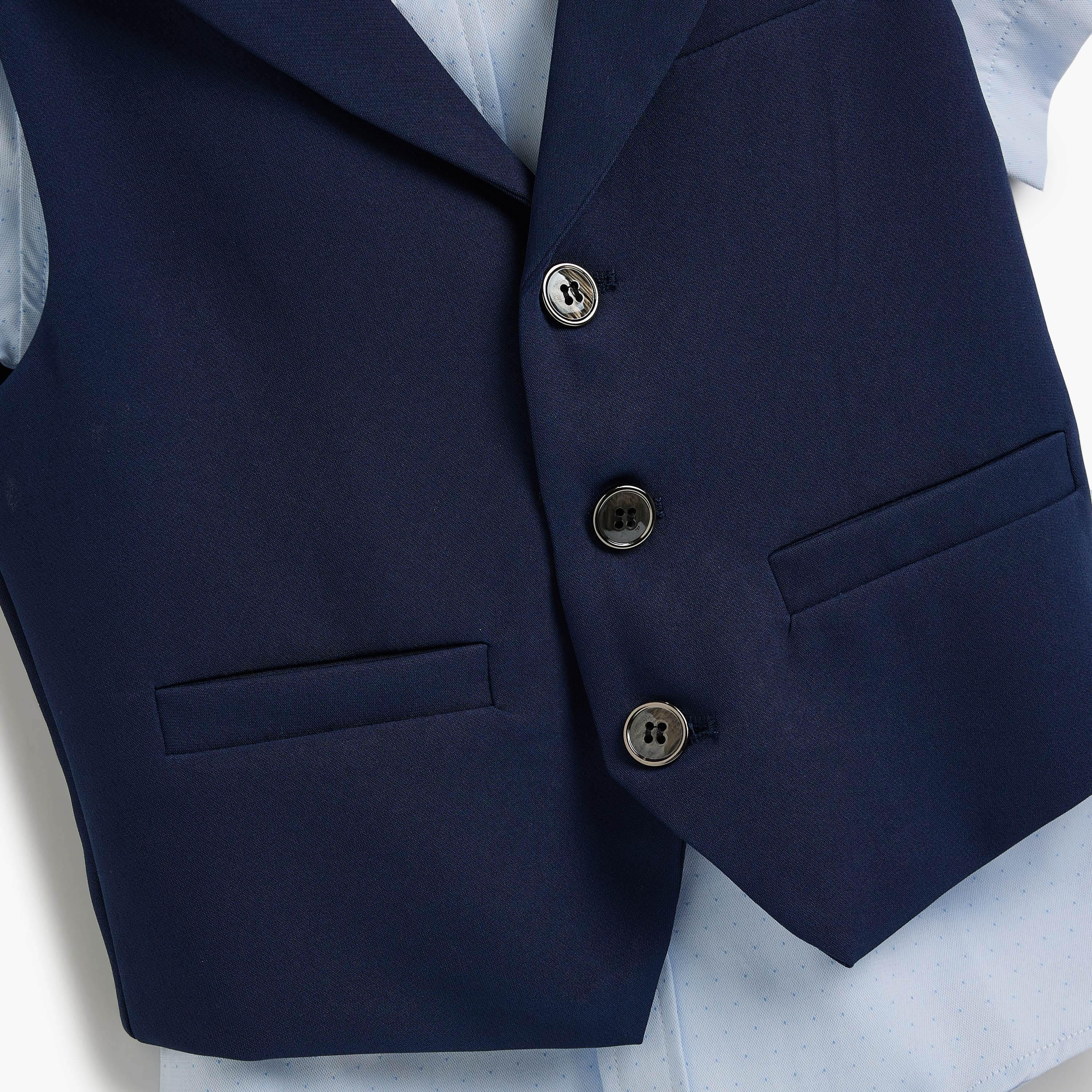 Victor and Jane 4-Piece Solid Short Sleeves Shirt, Shorts, Waistcoat with Tie-boys-clothing-setsandcoords-image-2