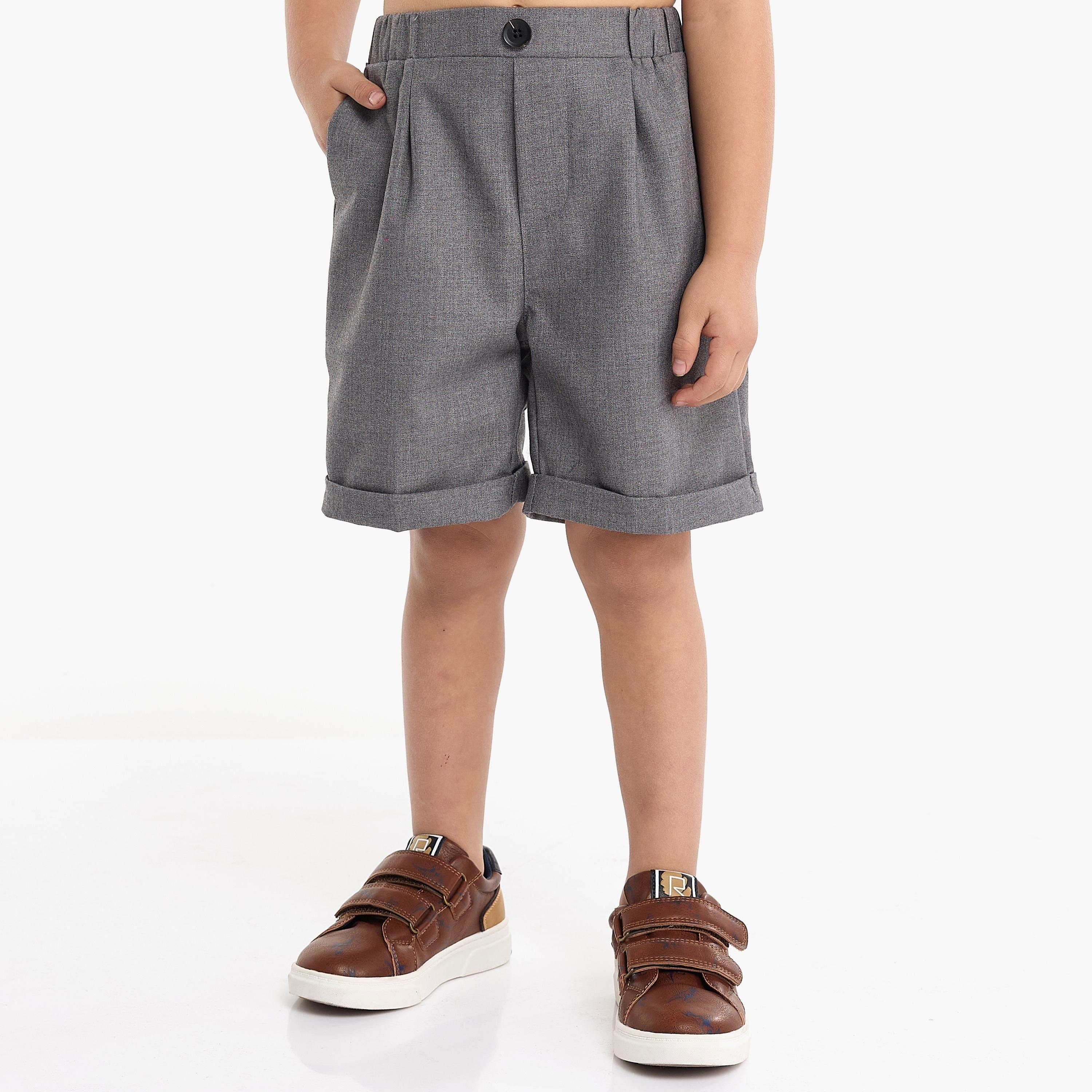 قميص سادة بأكمام قصيرة 4 قطع وشورت وحمالة مع ربطة عنق من فيكتور اند جين-boys-clothing-setsandcoords-image-7