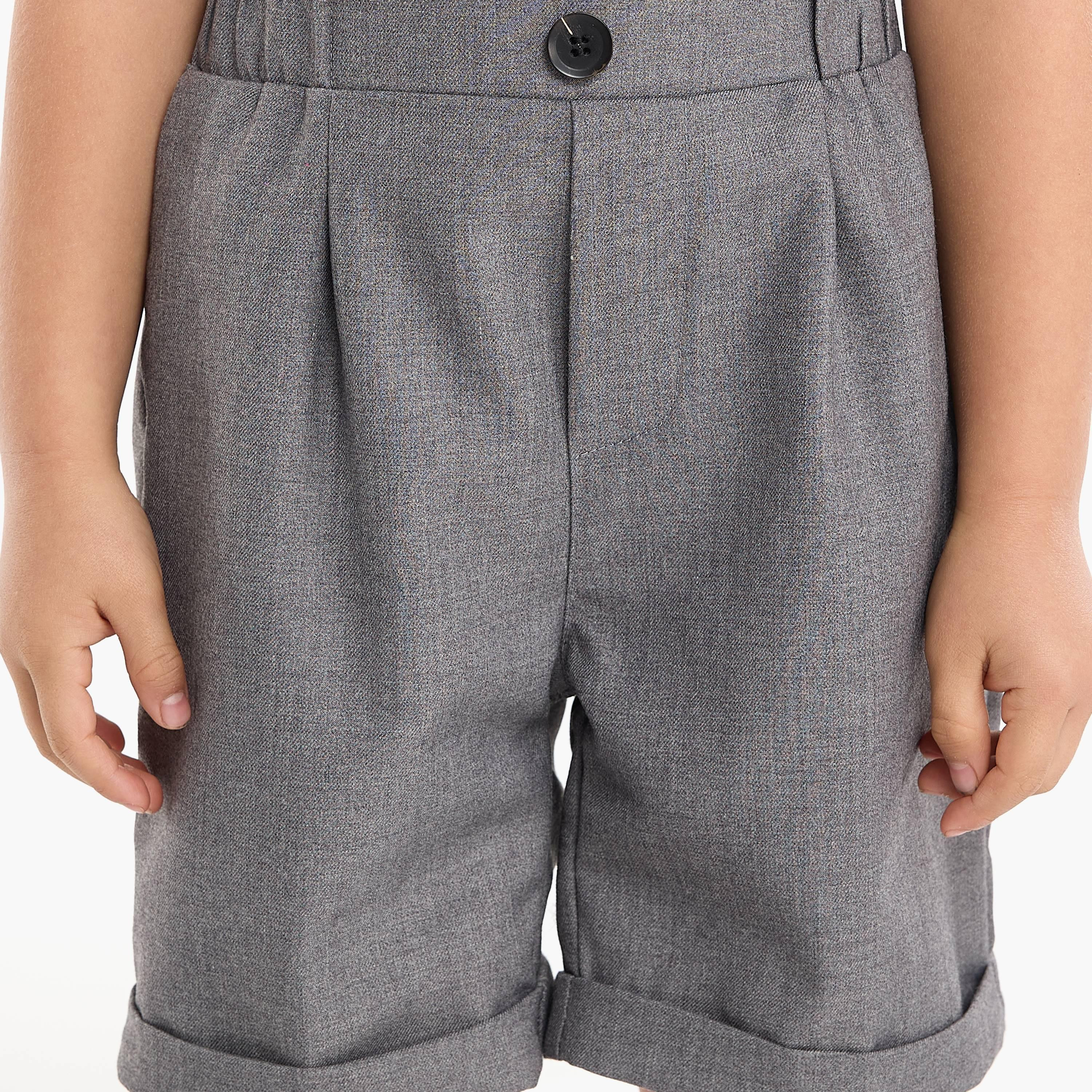 قميص سادة بأكمام قصيرة 4 قطع وشورت وحمالة مع ربطة عنق من فيكتور اند جين-boys-clothing-setsandcoords-image-8