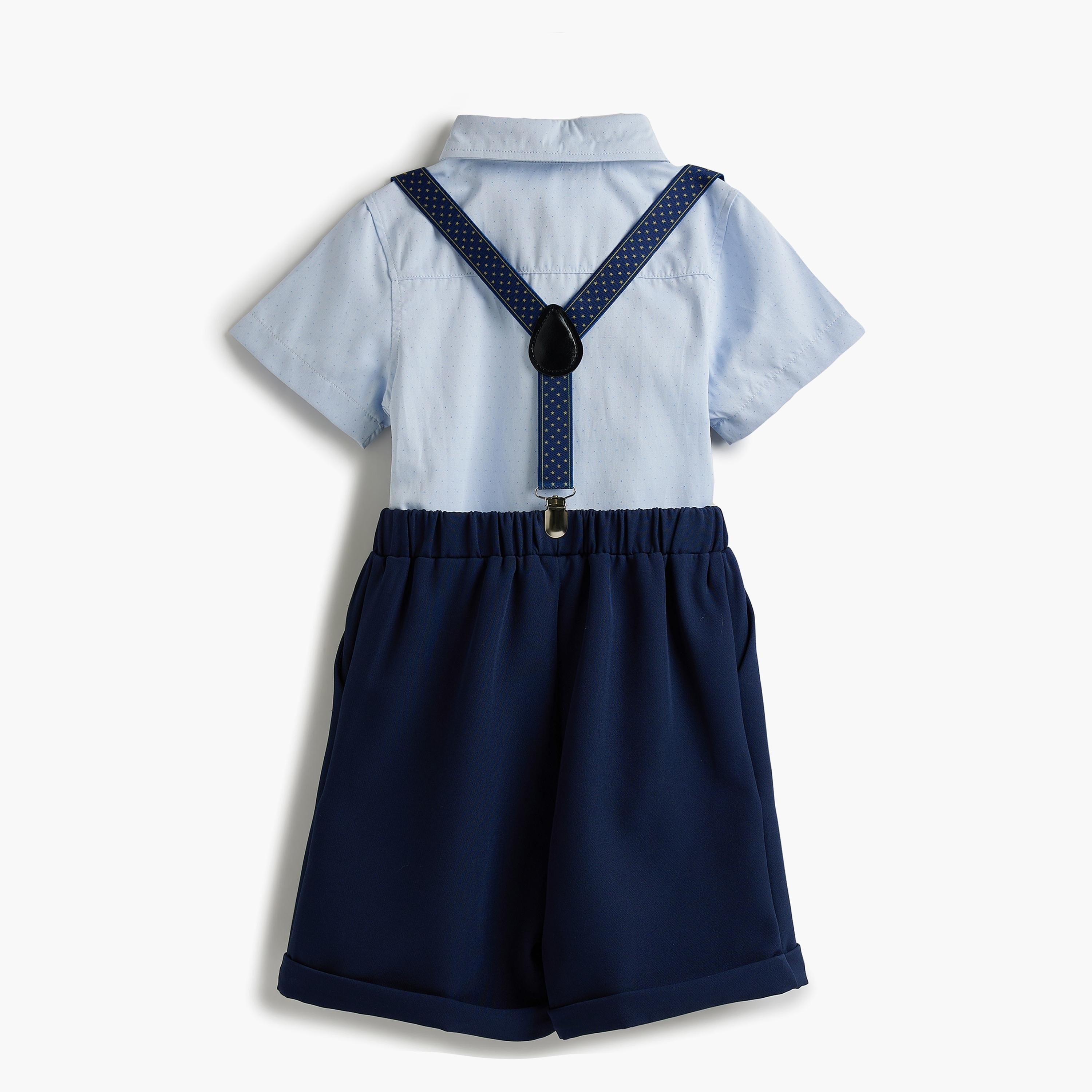 Victor and Jane 4-Piece Solid Short Sleeves Shirt, Shorts, Suspender with Tie-baby-boys-clothing-setsandcoords-image-5
