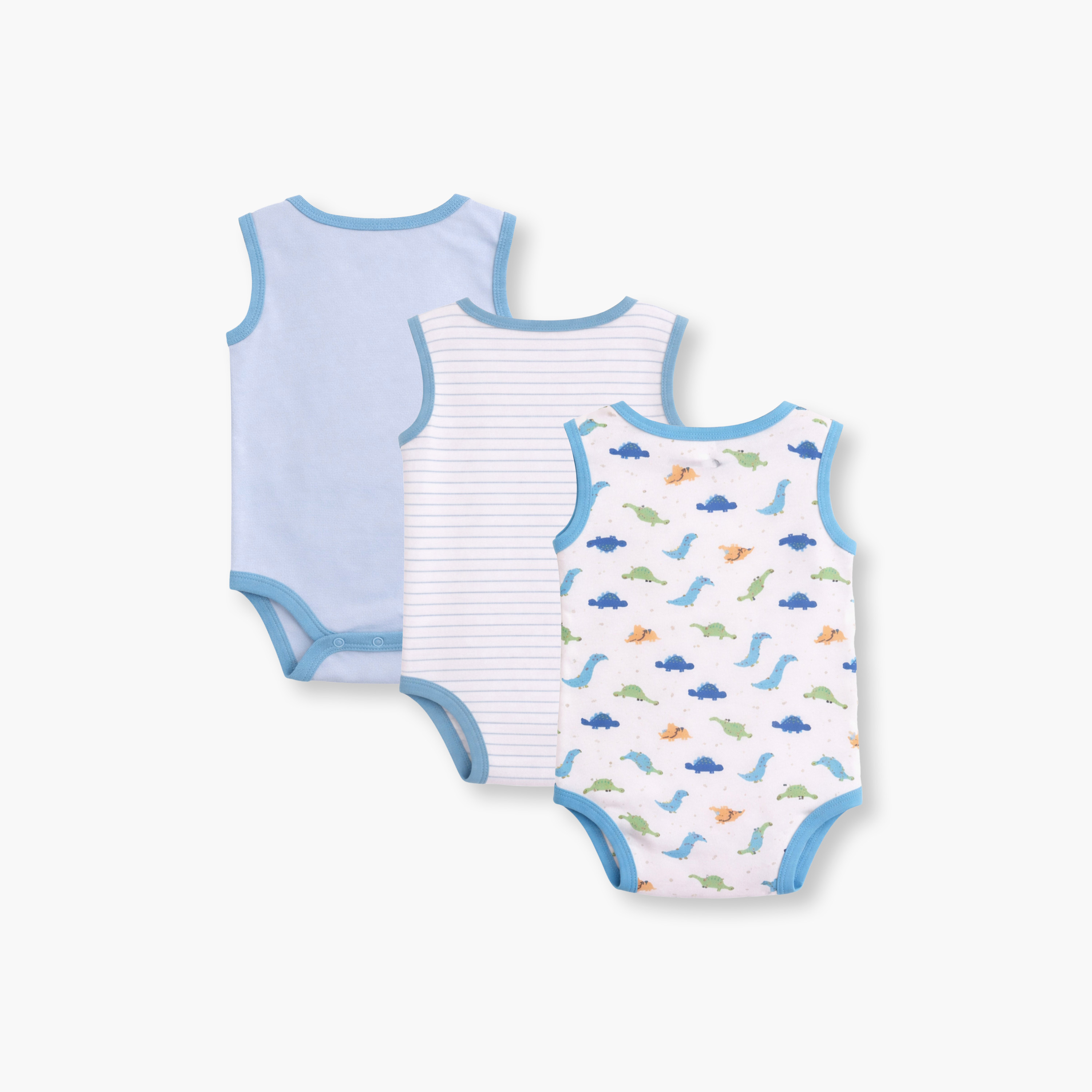 Victor and Jane 3-Piece Sleeveless Dino Printed Bodysuit-baby-boys-clothing-bodysuits-image-2