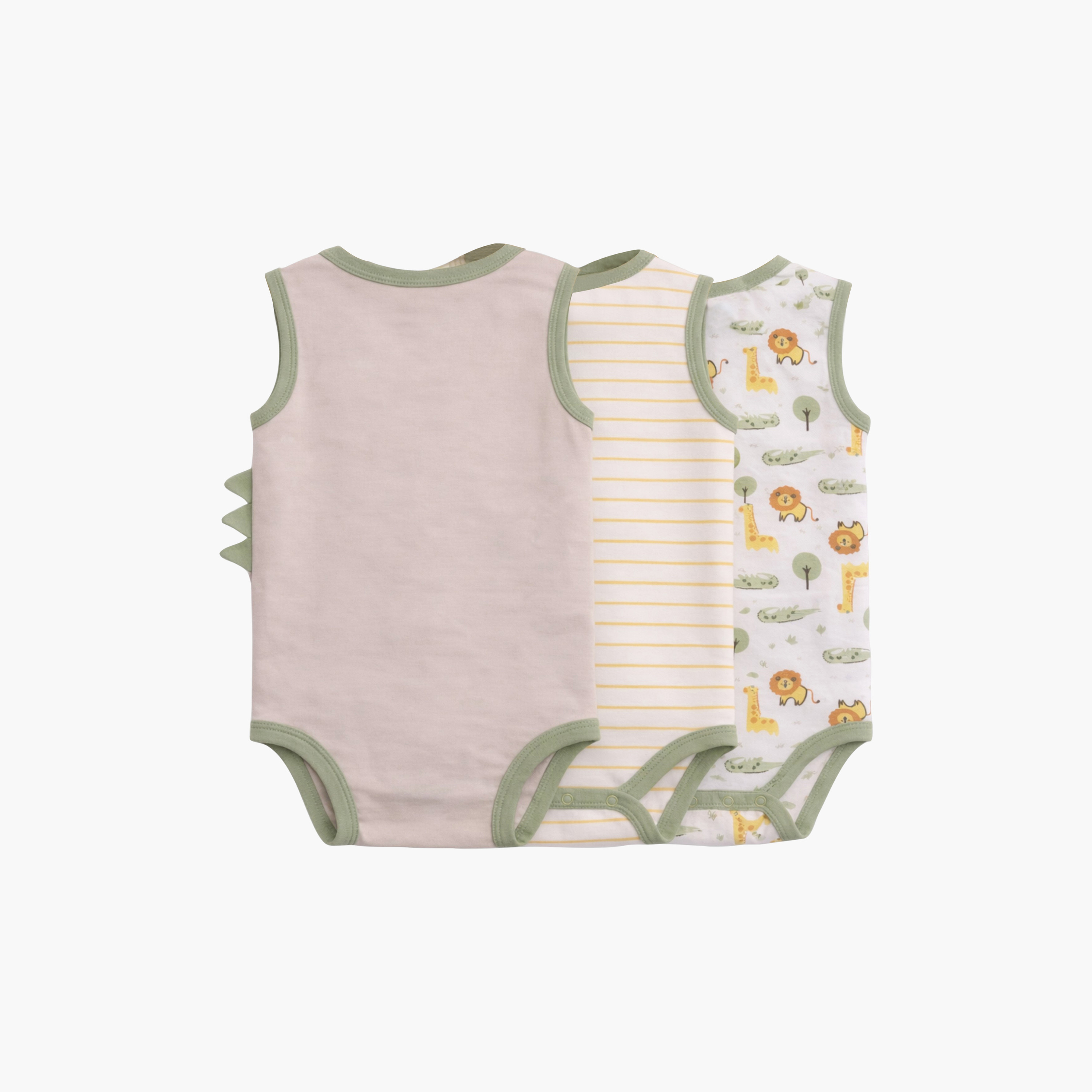 Victor and Jane 3-Piece Sleeveless Crocodile Printed Bodysuit-baby-boys-clothing-bodysuits-image-2