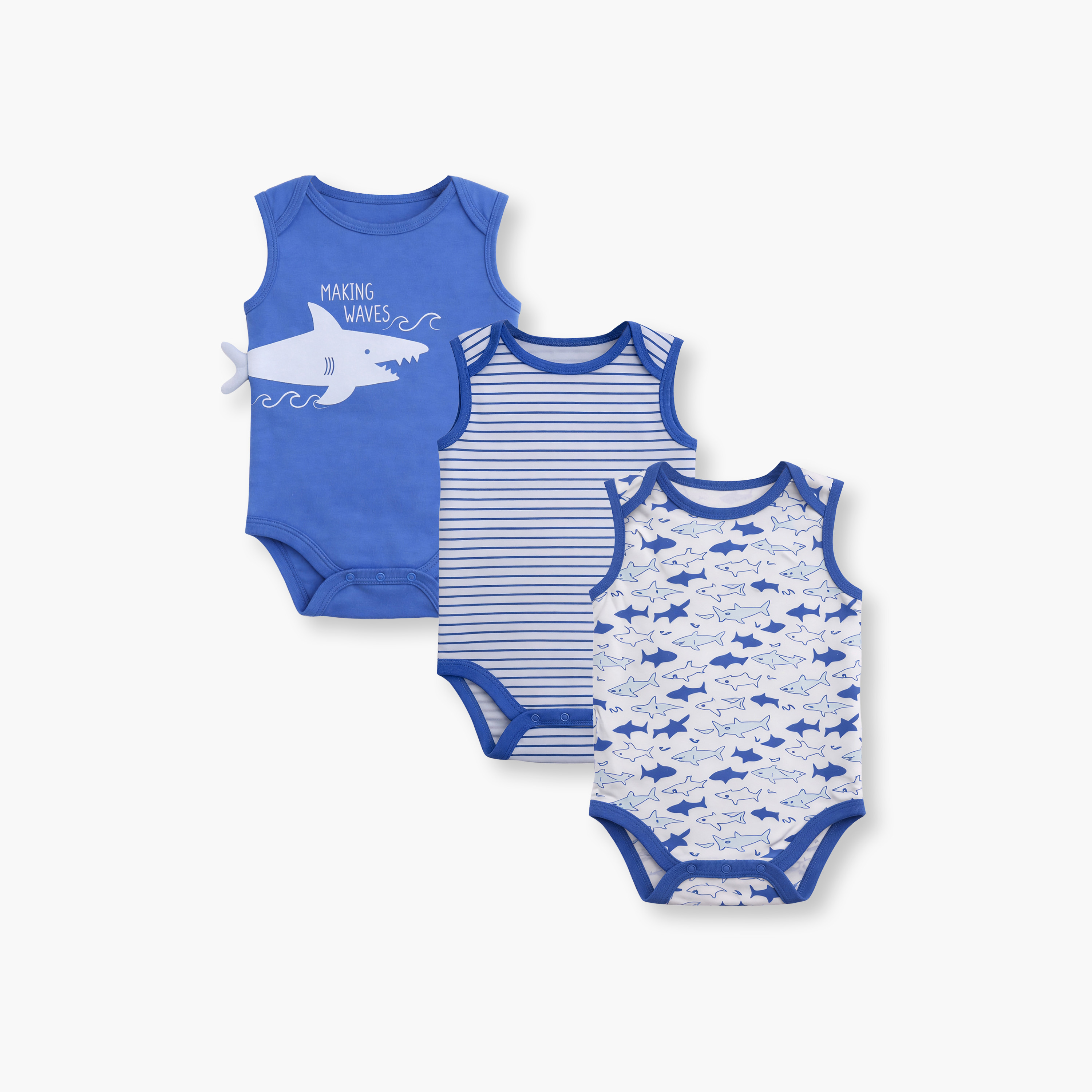 بودي سوت بدون أكمام بطبعة قرش مكون من 3 قطع من فيكتور آند جين-baby-boys-clothing-bodysuits-image-1