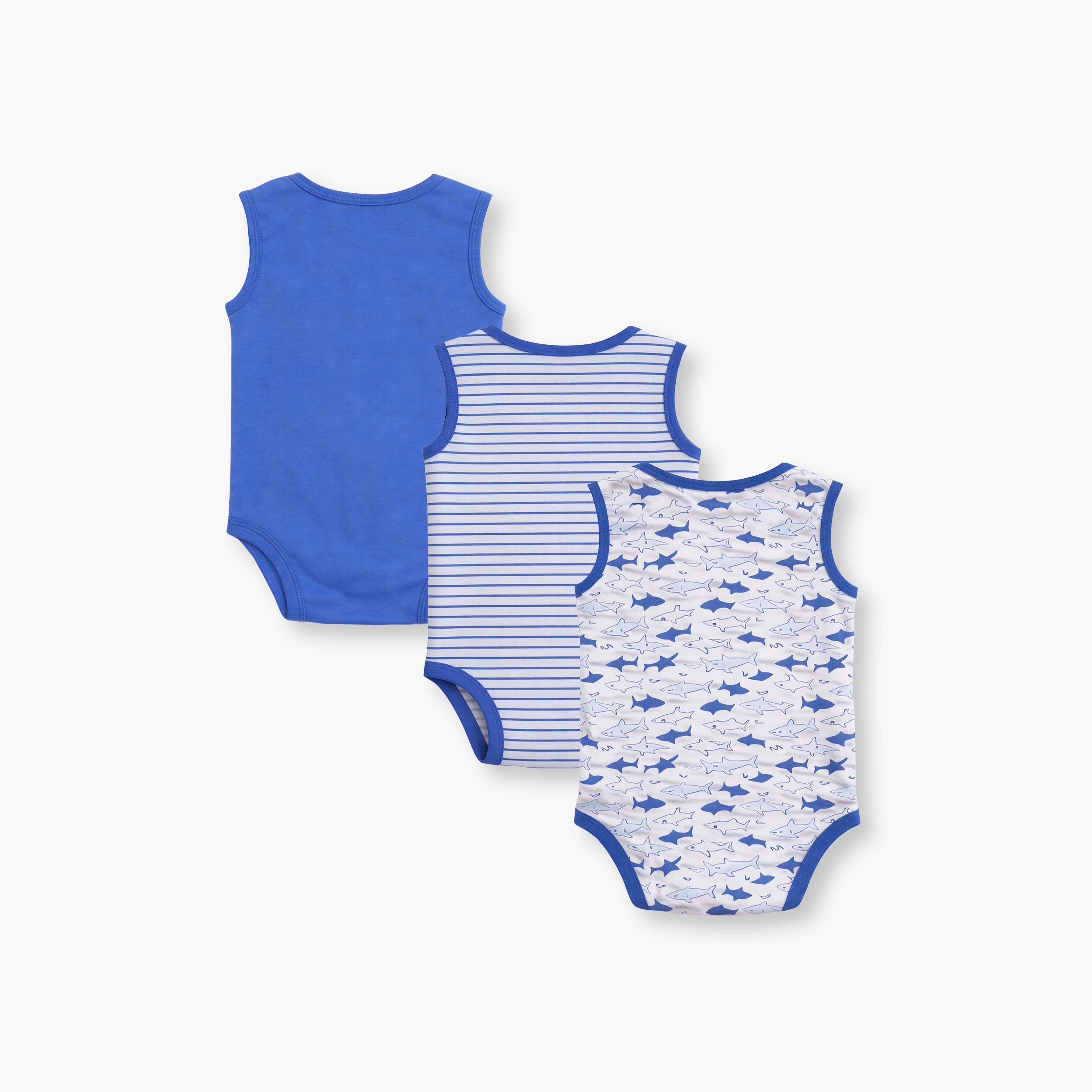بودي سوت بدون أكمام بطبعة قرش مكون من 3 قطع من فيكتور آند جين-baby-boys-clothing-bodysuits-image-2