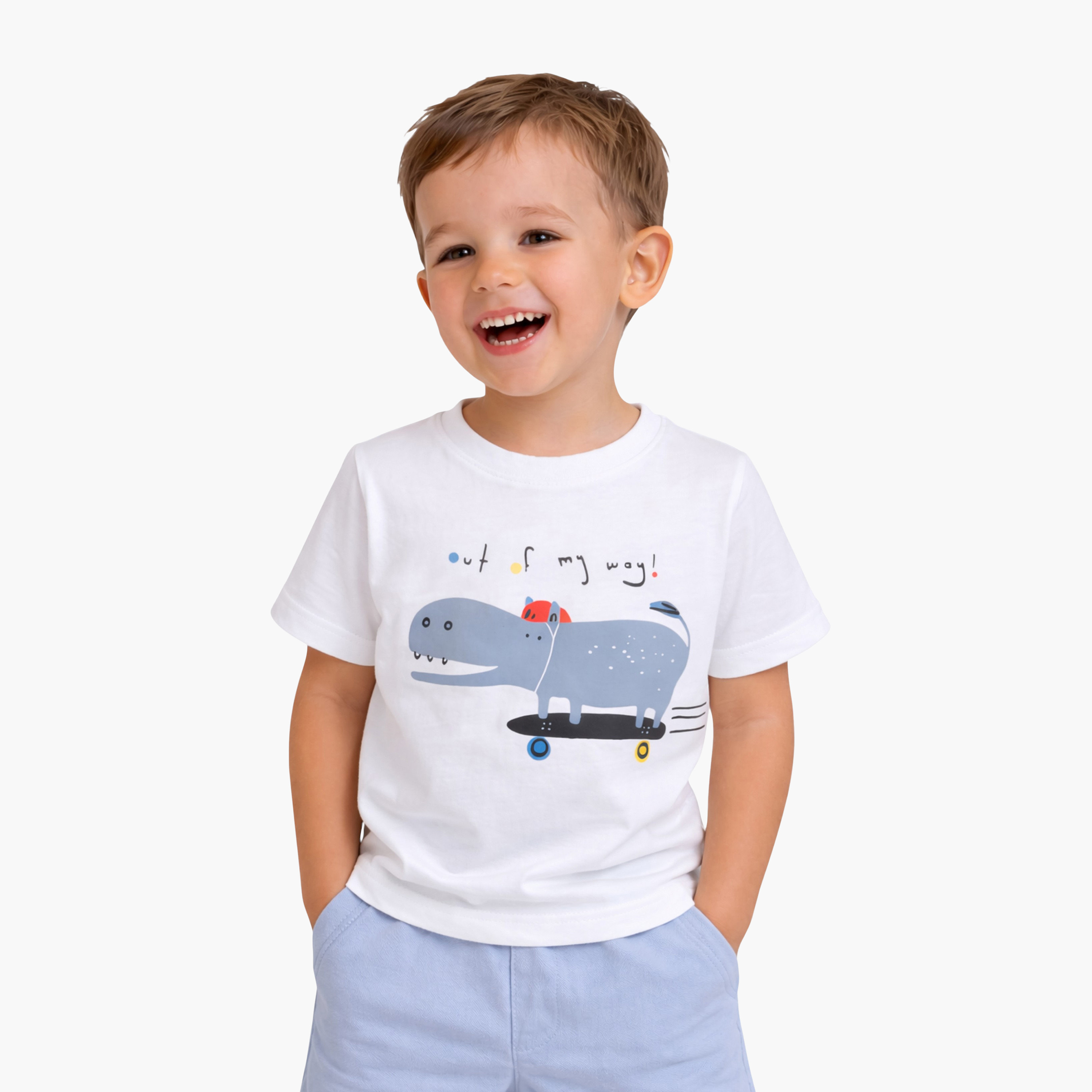 Victor and Jane Hippo Printed Round Neck T-Shirt and Shorts Set-boys-clothing-setsandcoords-image-3