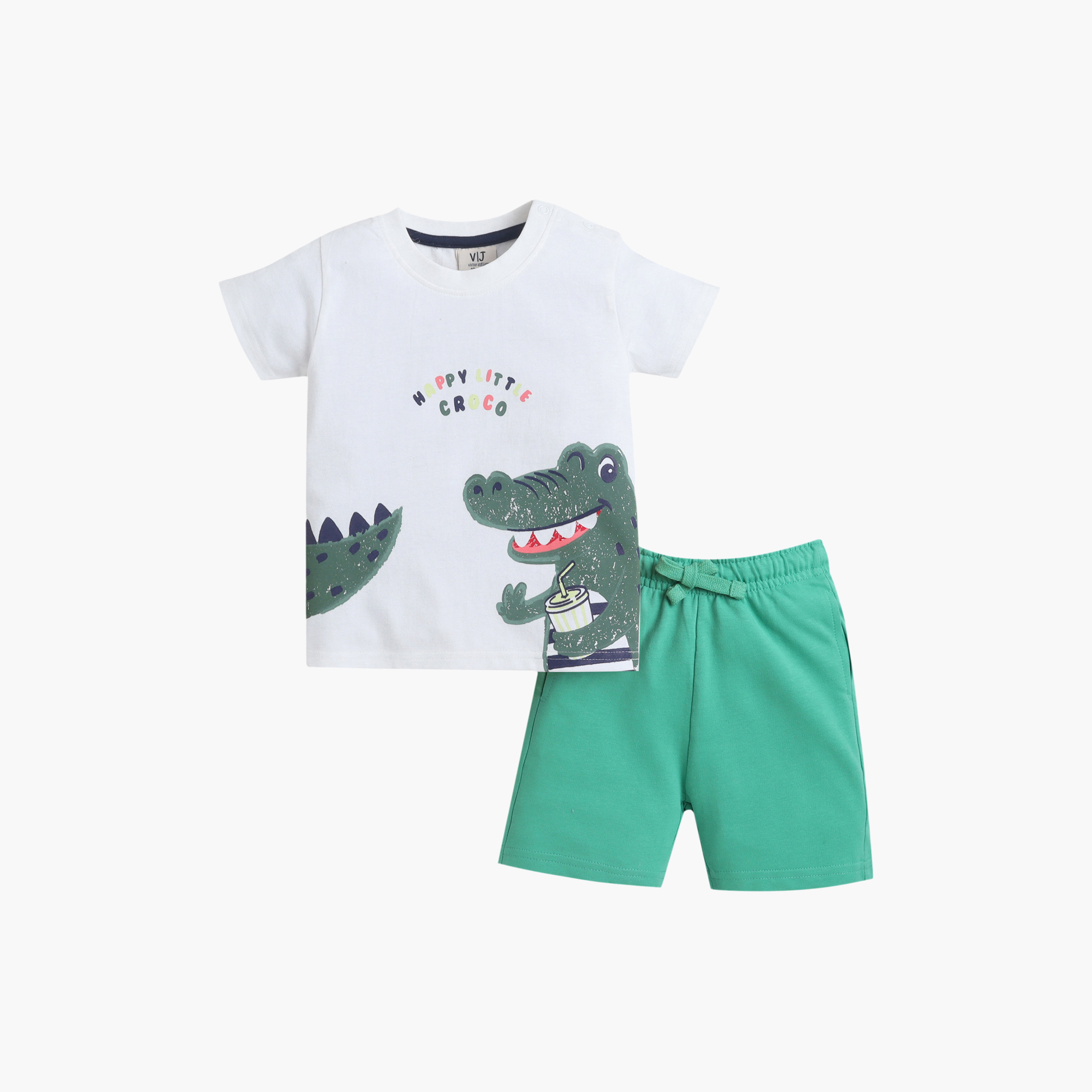 طقم مكون من 4 قطع: تي شيرتات بأكمام قصيرة ورسومات، وبنطلون مع شورت من فيكتور آند جين-boys-clothing-setsandcoords-image-12