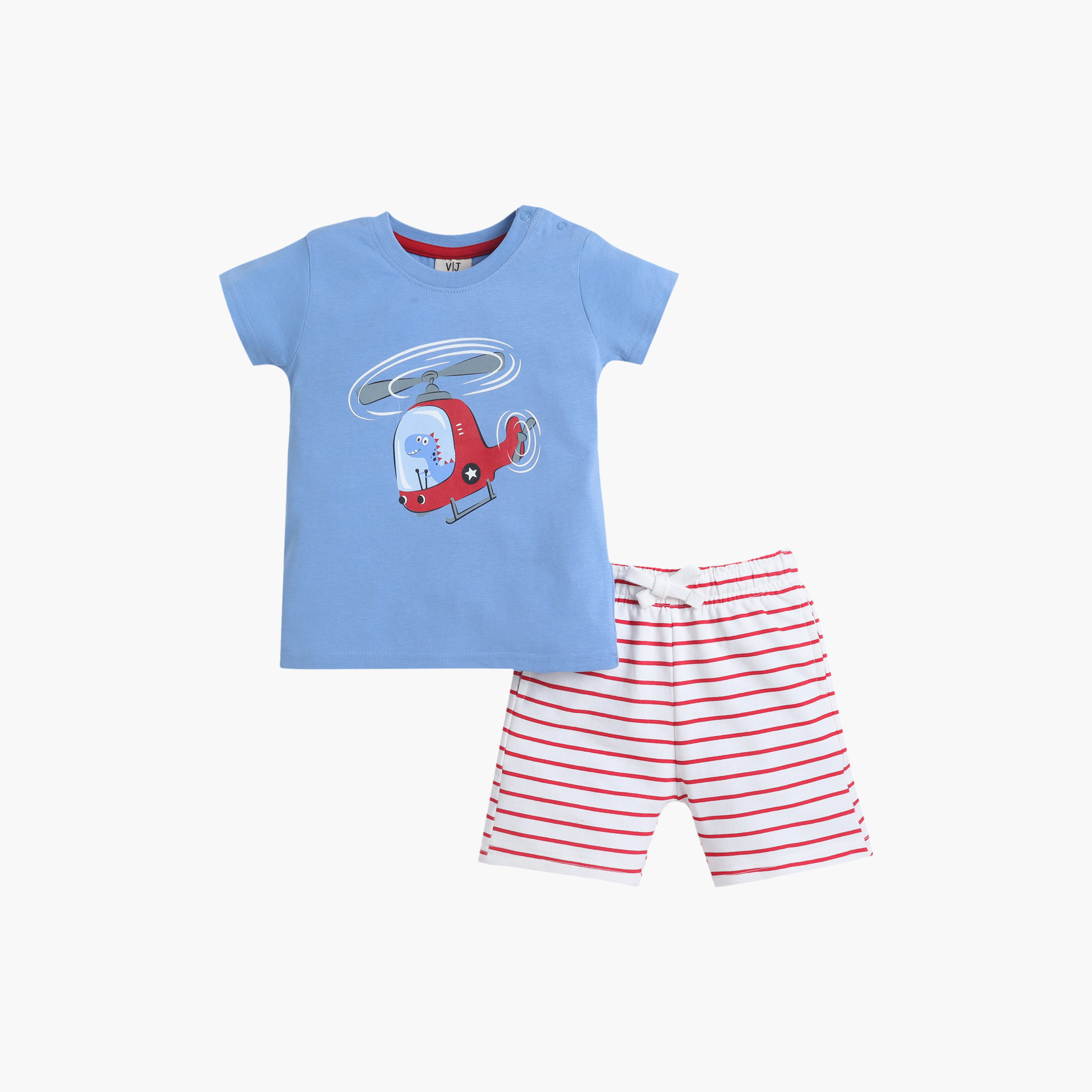 طقم مكون من 4 قطع: تي شيرتات بأكمام قصيرة ورسومات، وبنطلون مع شورت من فيكتور آند جين-boys-clothing-setsandcoords-image-9