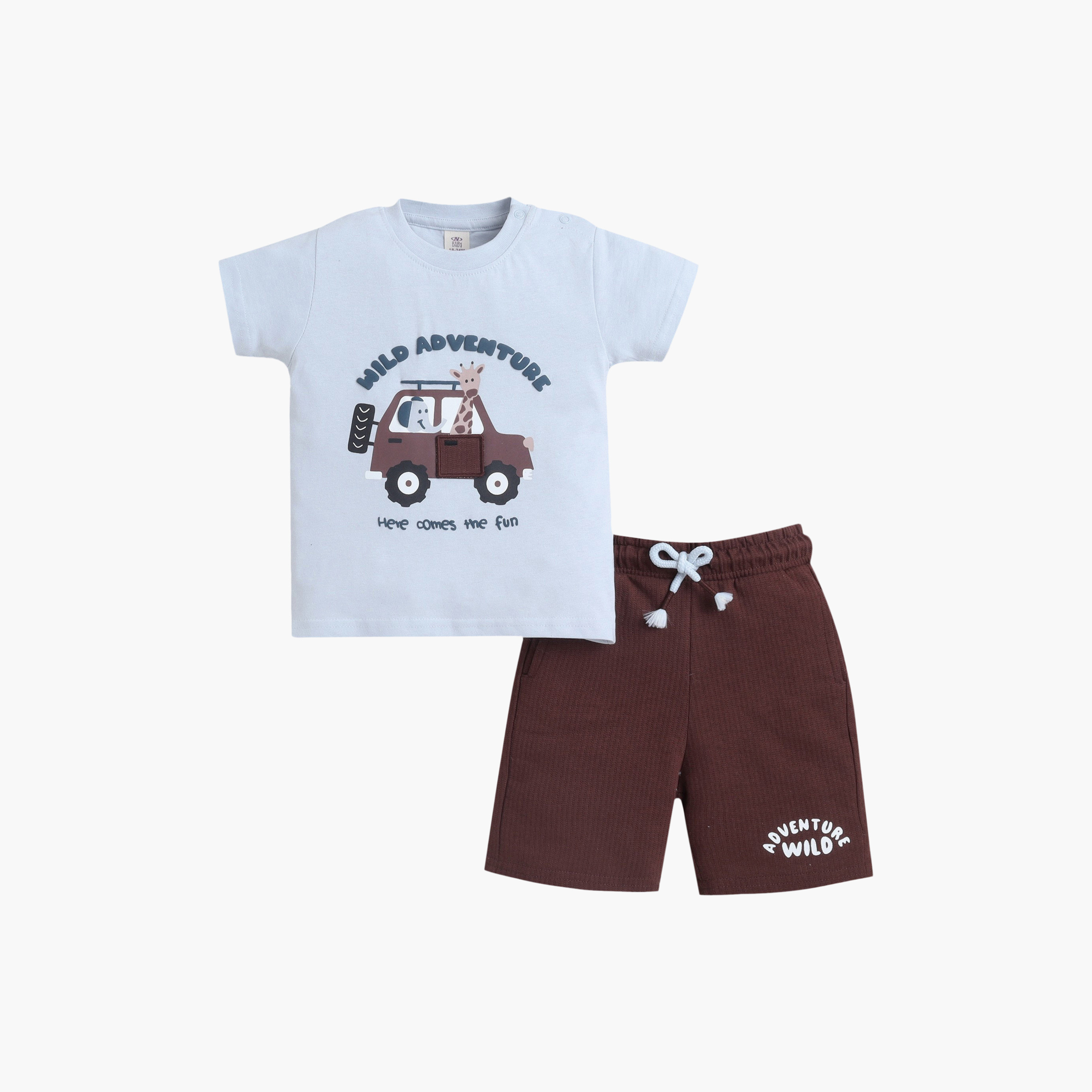 طقم تي شيرت تفاعلي بتصميم "باب سيارة" وشورت من فيكتور آند جين-boys-clothing-setsandcoords-image-1