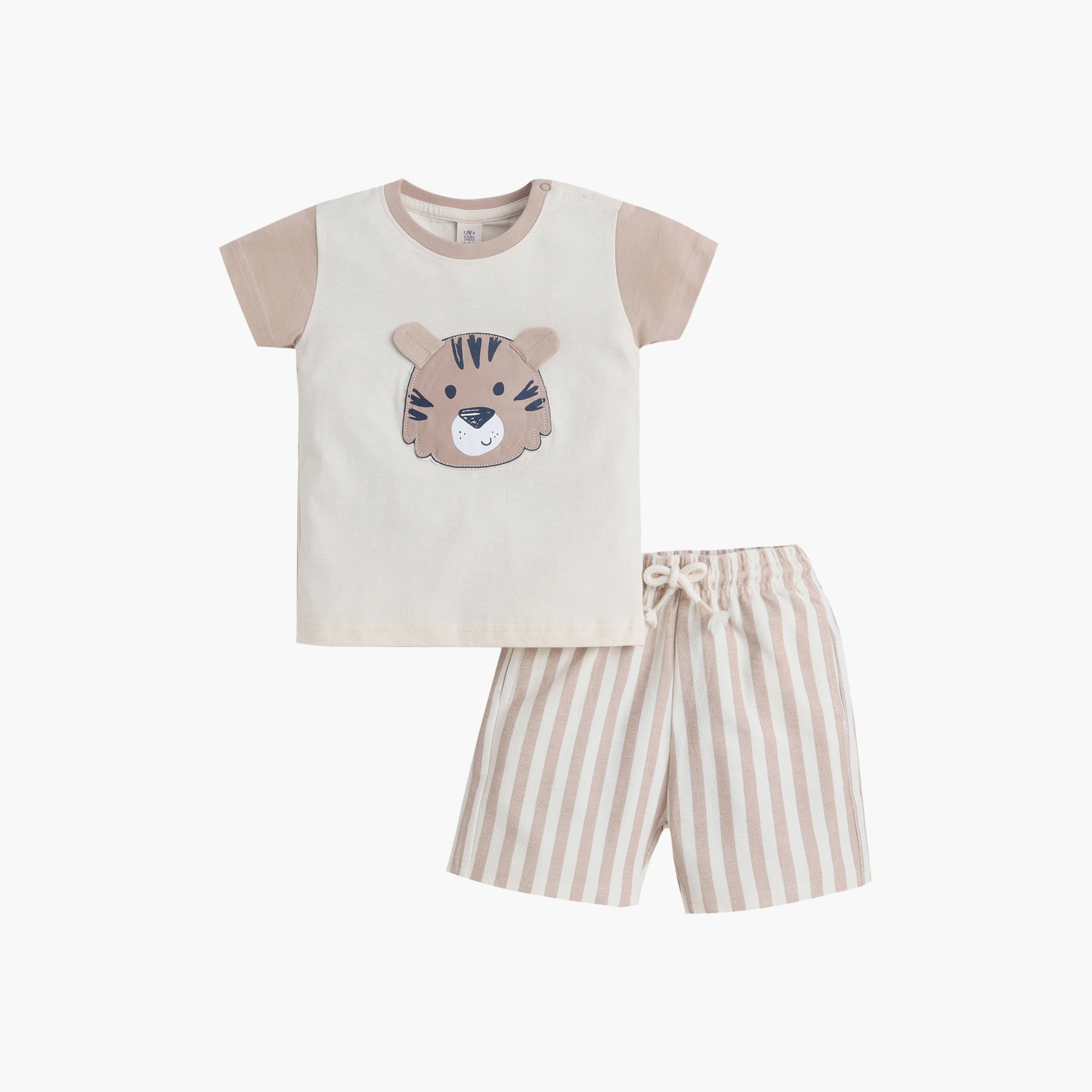 طقم تيشيرت بأكمام نصفية مع تطريز تايجر فيس وشورت من فيكتور أند جين-baby-boys-clothing-setsandcoords-image-4