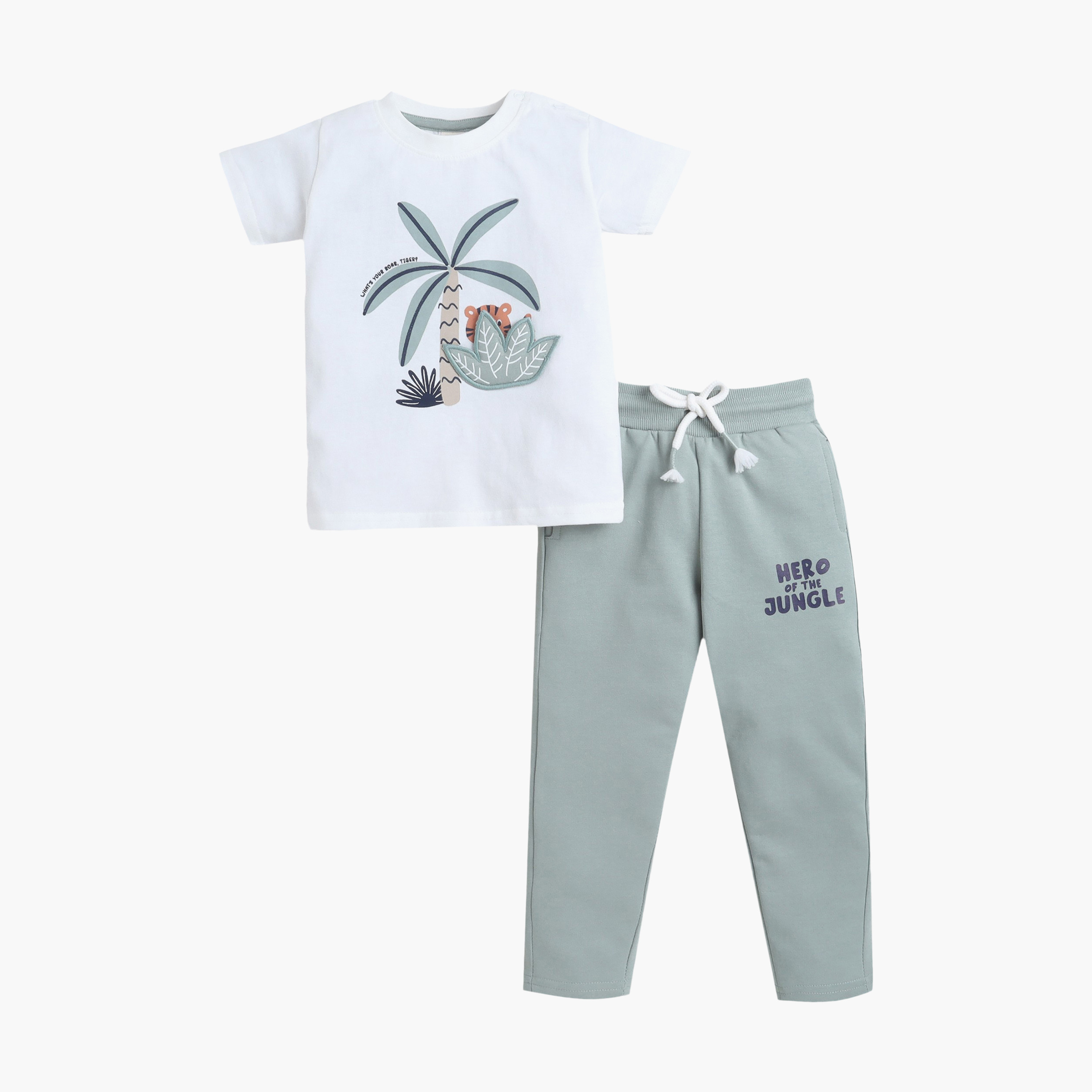 طقم تي شيرت تمساح استوائي وبنطلون رياضي (جوغر) بطبعة "بطل الغابة" من فيكتور آند جين-boys-clothing-setsandcoords-image-1