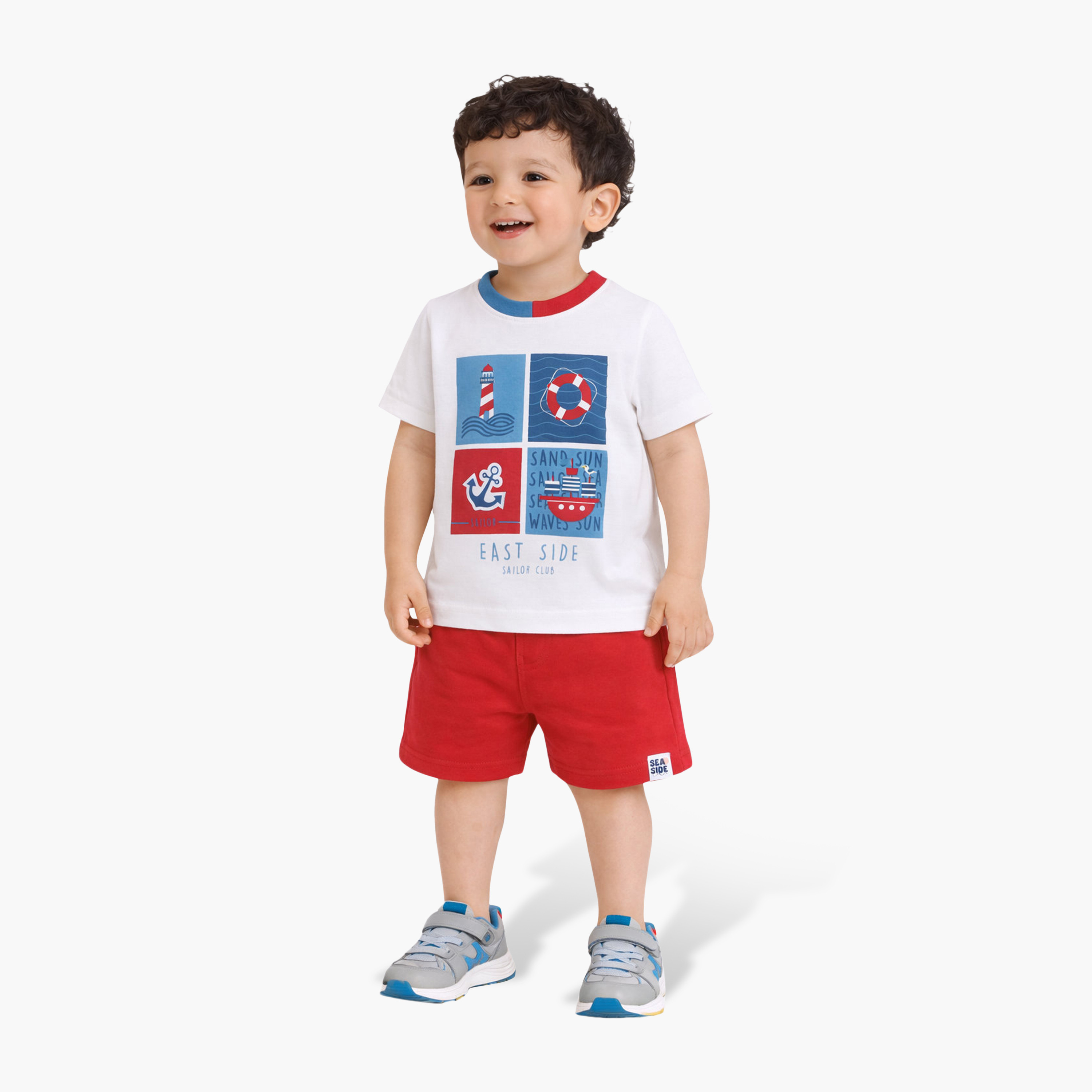Victor and Jane Nautical Printed Round Neck T-Shirt and Shorts Set-boys-clothing-setsandcoords-image-1