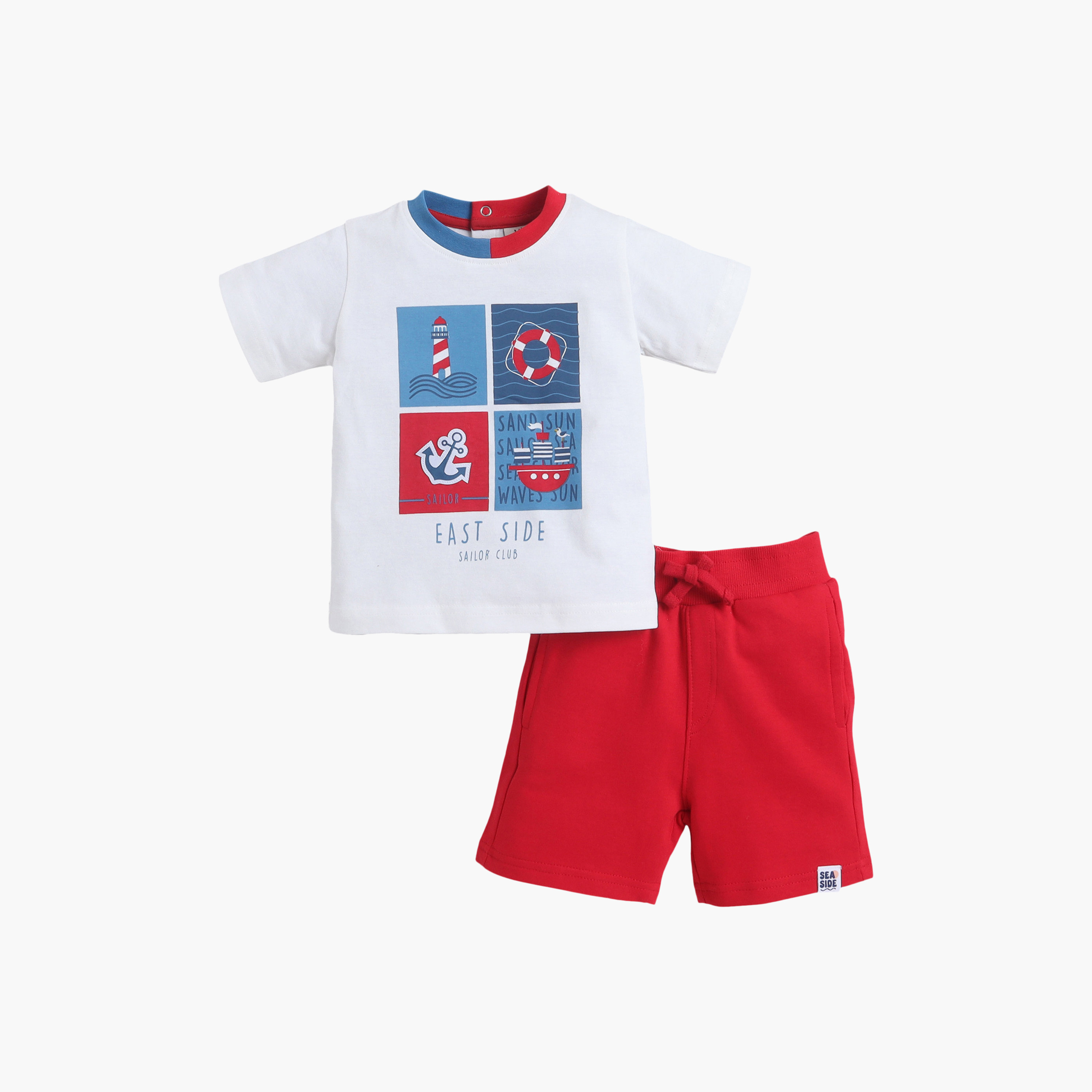 Victor and Jane Nautical Printed Round Neck T-Shirt and Shorts Set-boys-clothing-setsandcoords-image-3