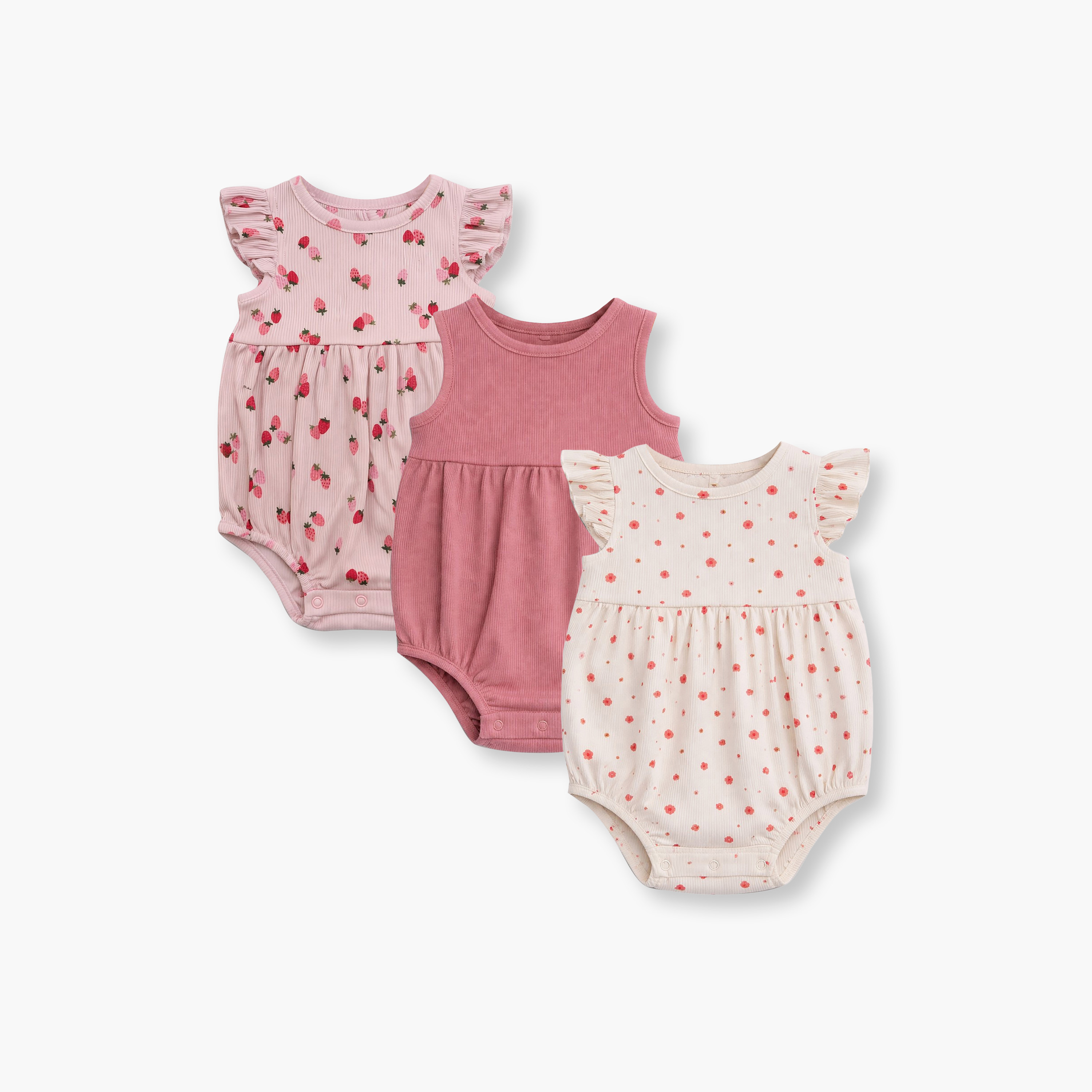رومبير بدون أكمام مطبوع مكون من 3 قطع من فيكتور آند جين-baby-girls-clothing-rompers-image-1