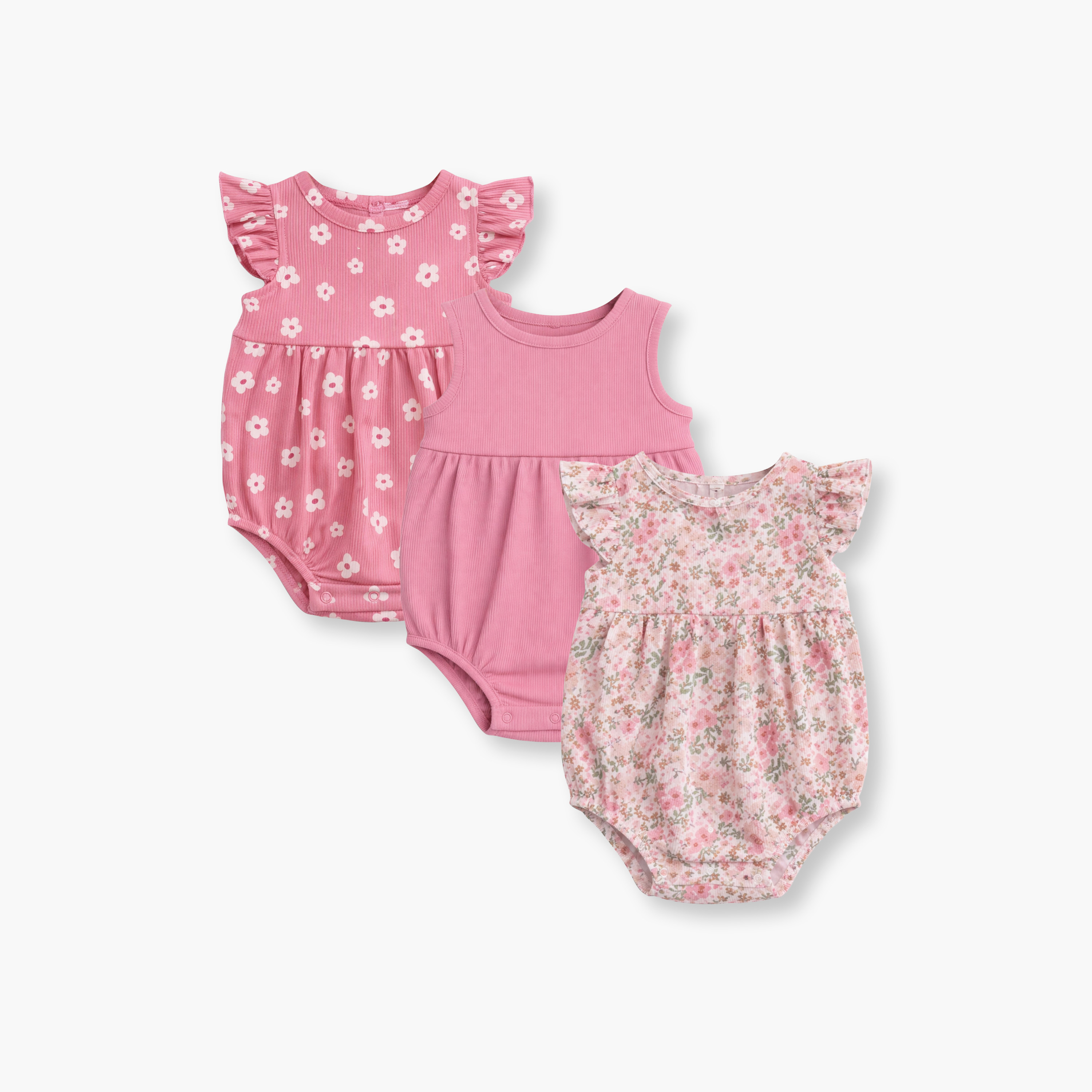 رومبير بدون أكمام بطبعة زهور مكون من 3 قطع من فيكتور آند جين-baby-girls-clothing-rompers-image-1