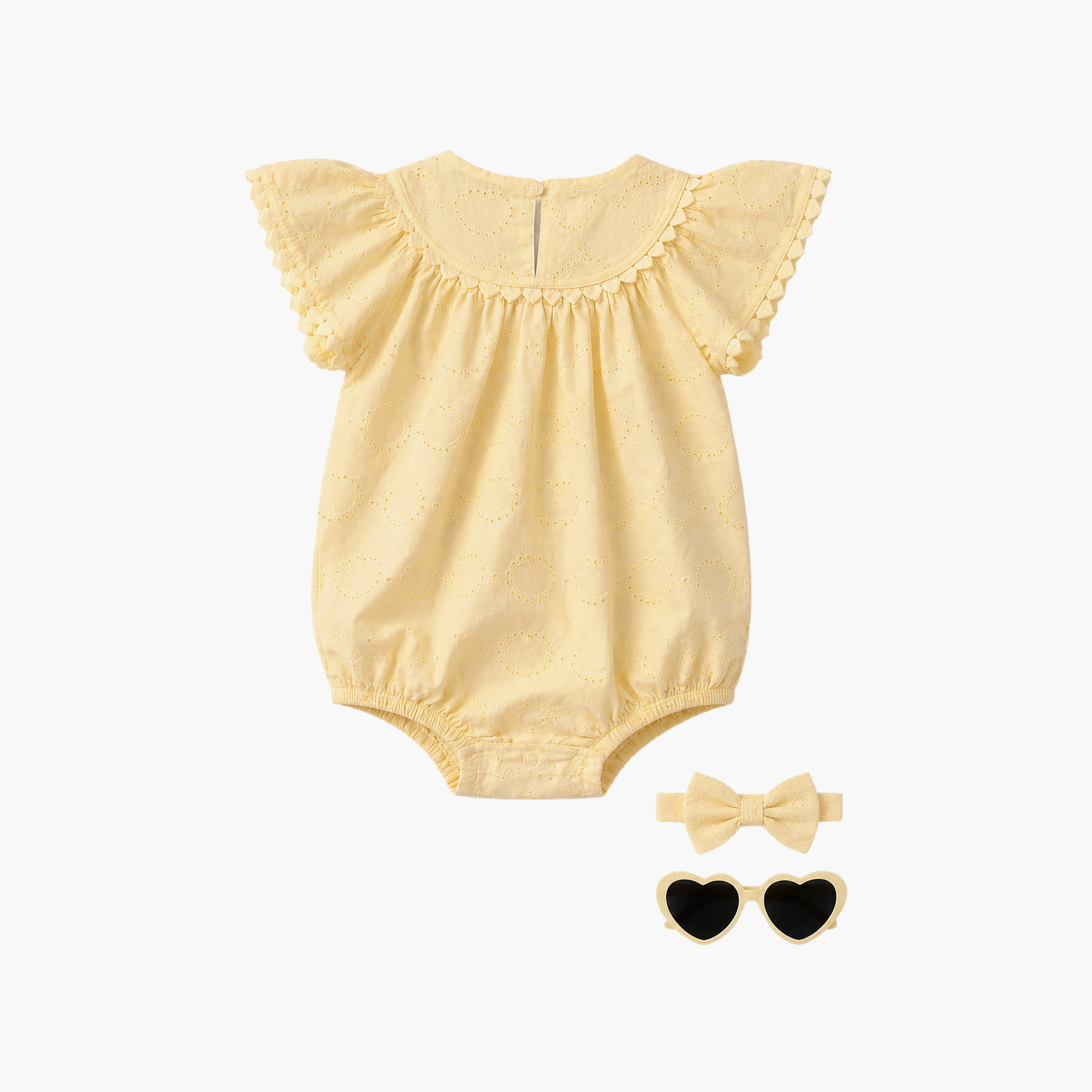 Victor and Jane Heart Eyelet Cotton Romper & Headband with Sunglasses Set-baby-girls-clothing-rompers-image-4