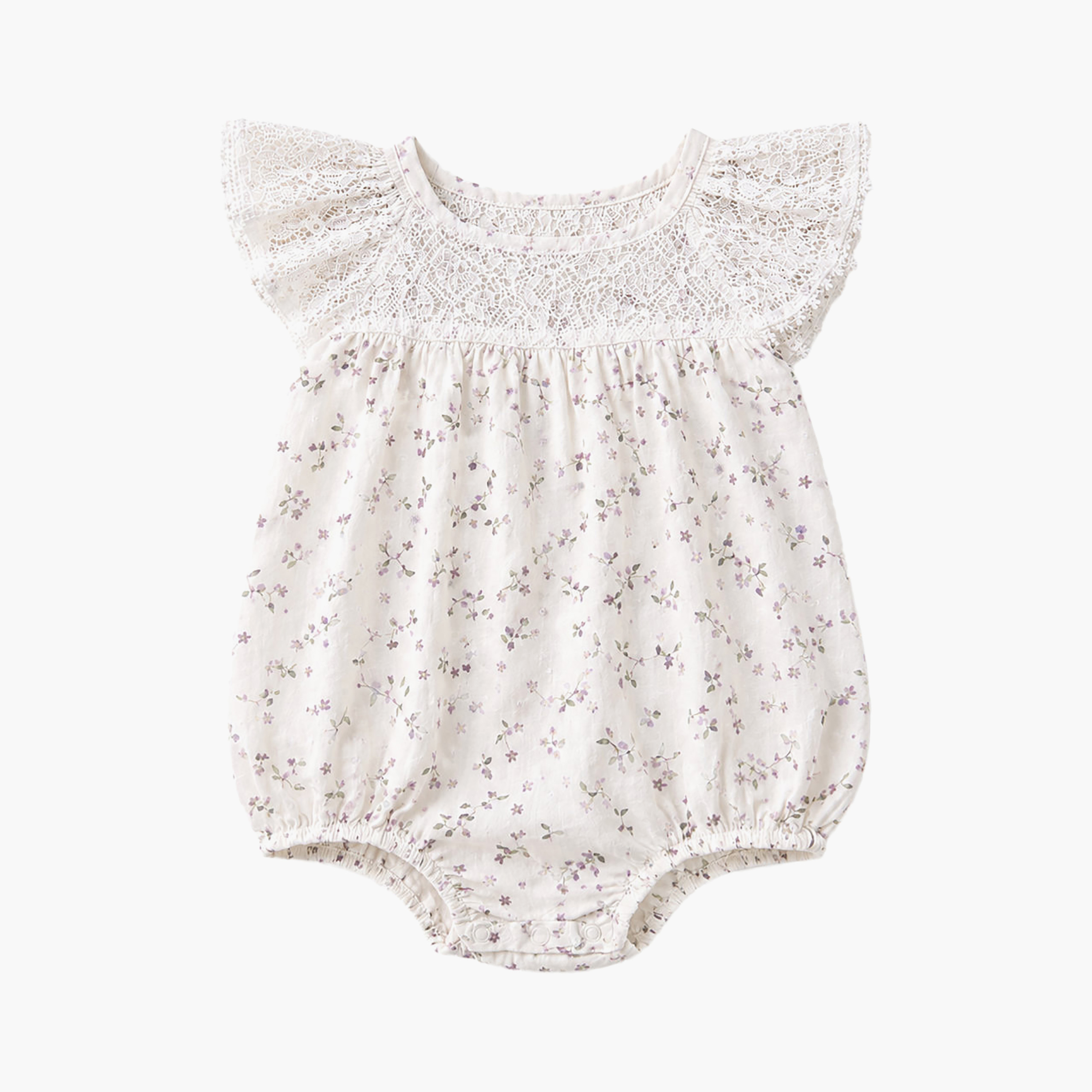 Victor and Jane Floral Cap Sleeves Rompers & Headband with Socks-baby-girls-clothing-rompers-image-5