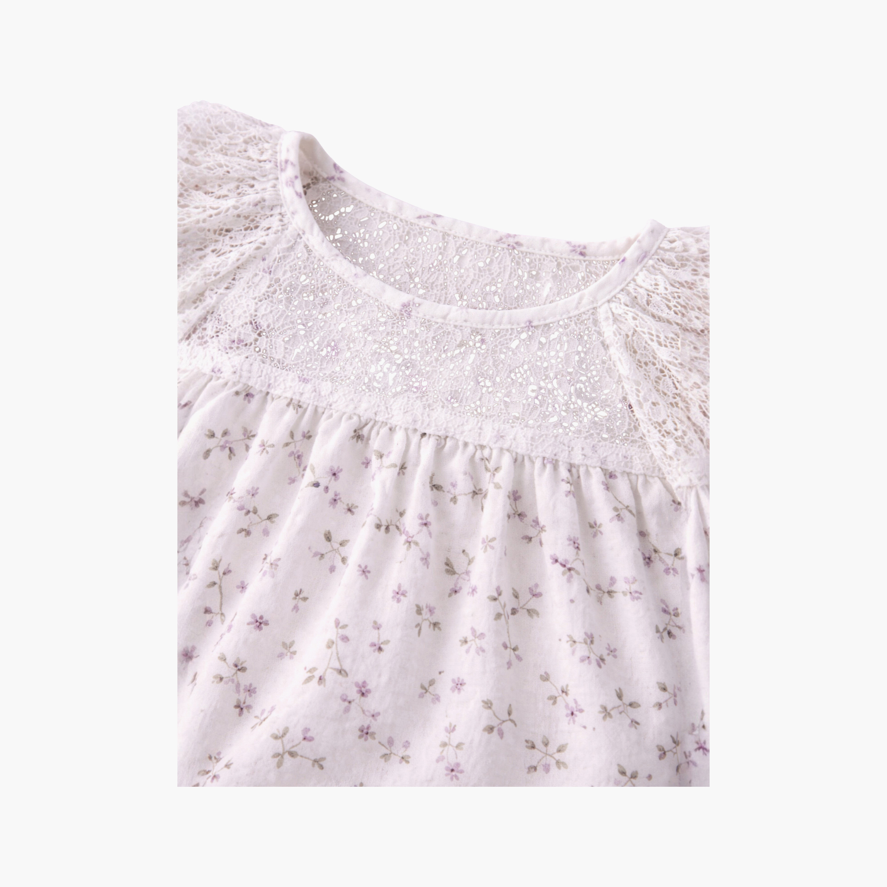 Victor and Jane Floral Cap Sleeves Rompers & Headband with Socks-baby-girls-clothing-rompers-image-9