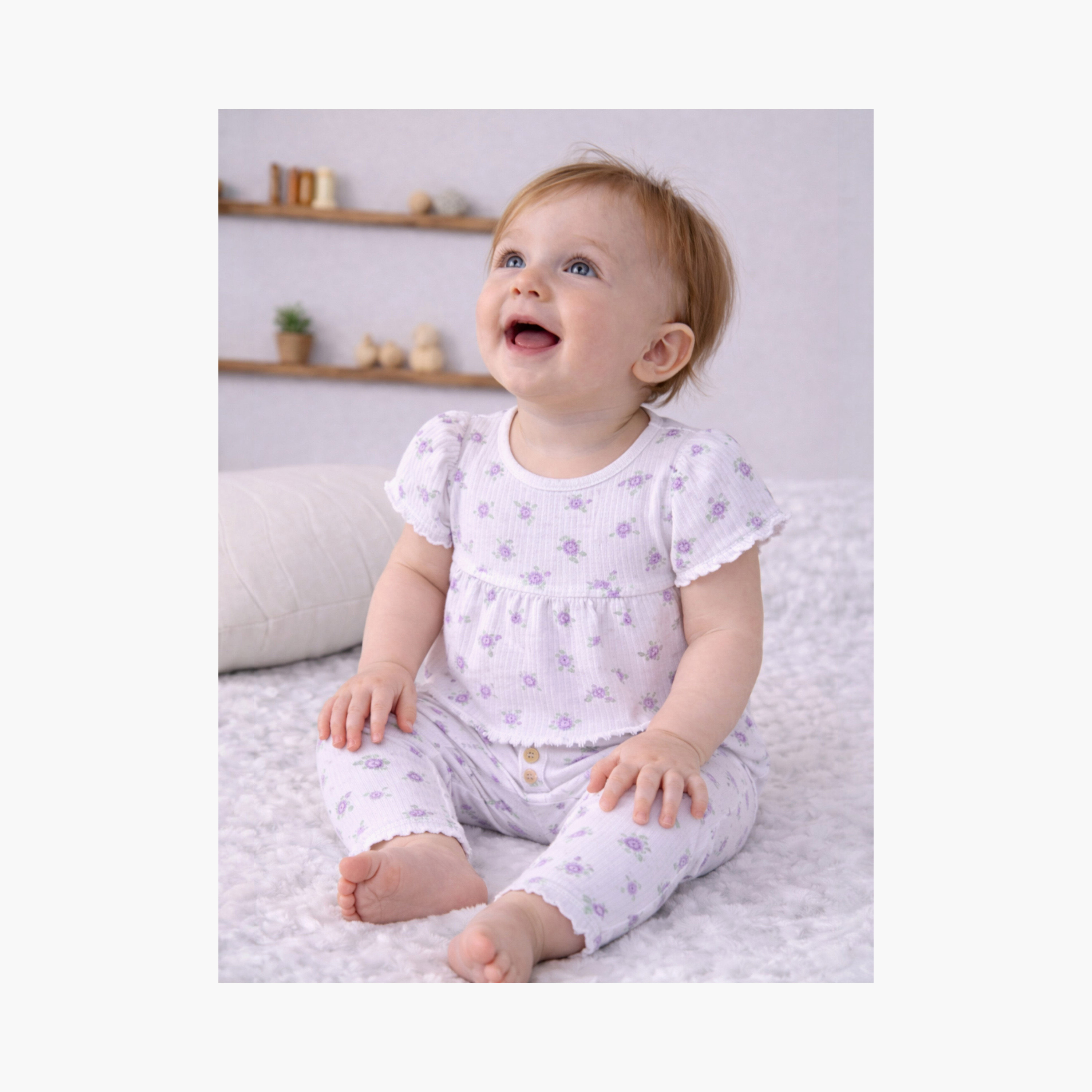 Victor and Jane 2-Piece Printed Short Sleeves Rib T-Shirt with 2-Piece Rib Leggings Set-girls-clothing-setsandcoords-image-2