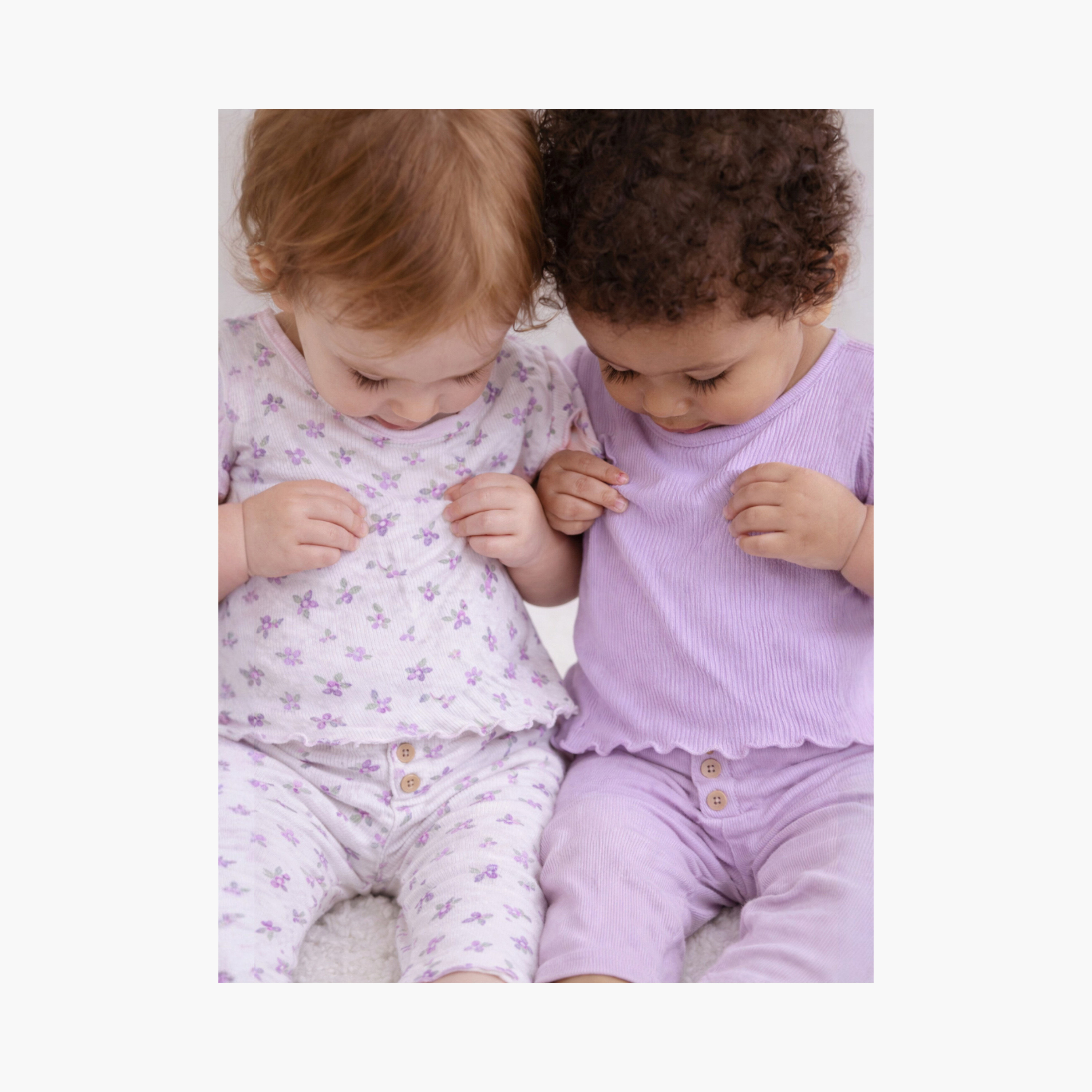 Victor and Jane 2-Piece Printed Short Sleeves Rib T-Shirt with 2-Piece Rib Leggings Set-girls-clothing-setsandcoords-image-4