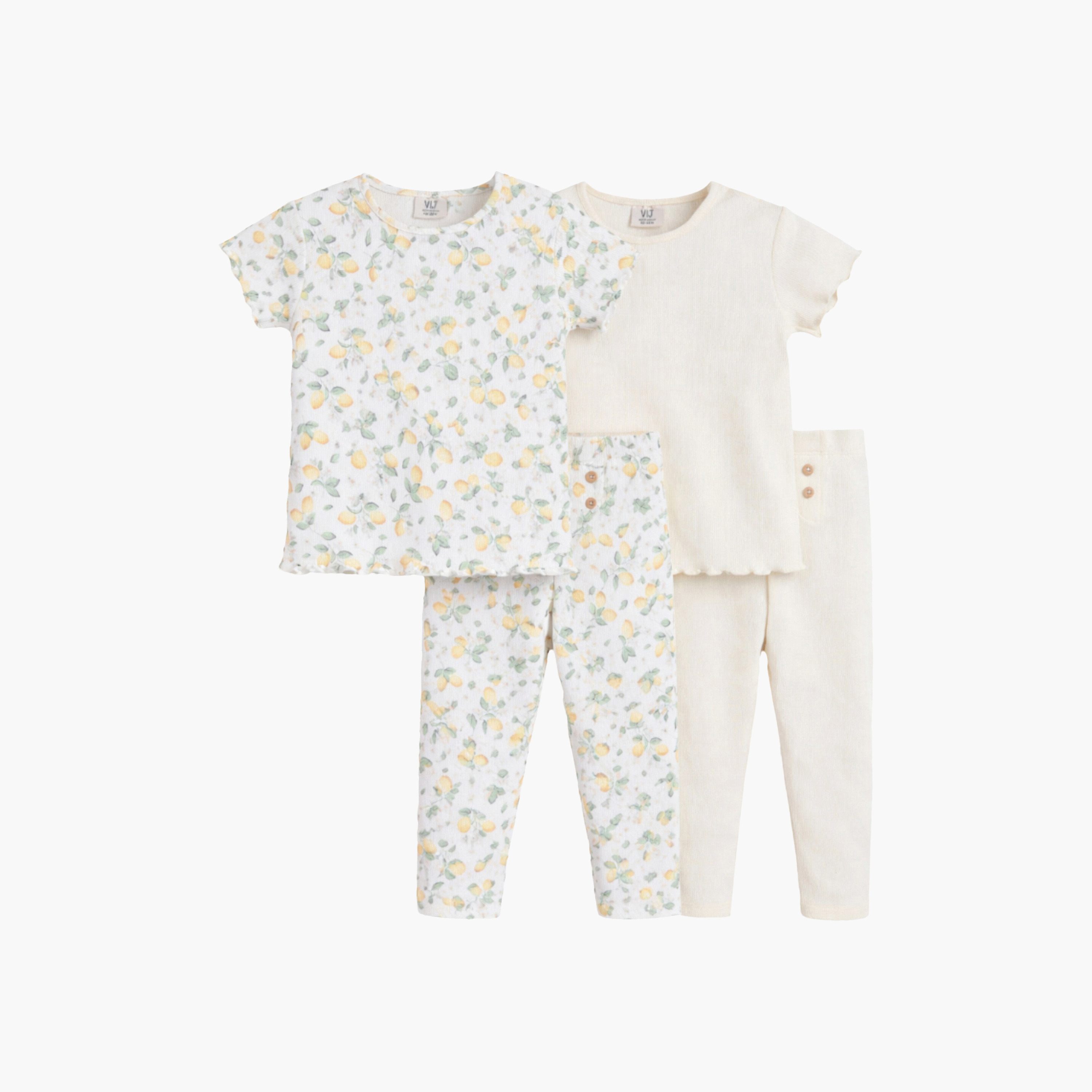 Victor and Jane 2-Piece Printed Short Sleeves Rib T-Shirt with 2-Piece Rib Leggings Set-girls-clothing-nightwear-image-1