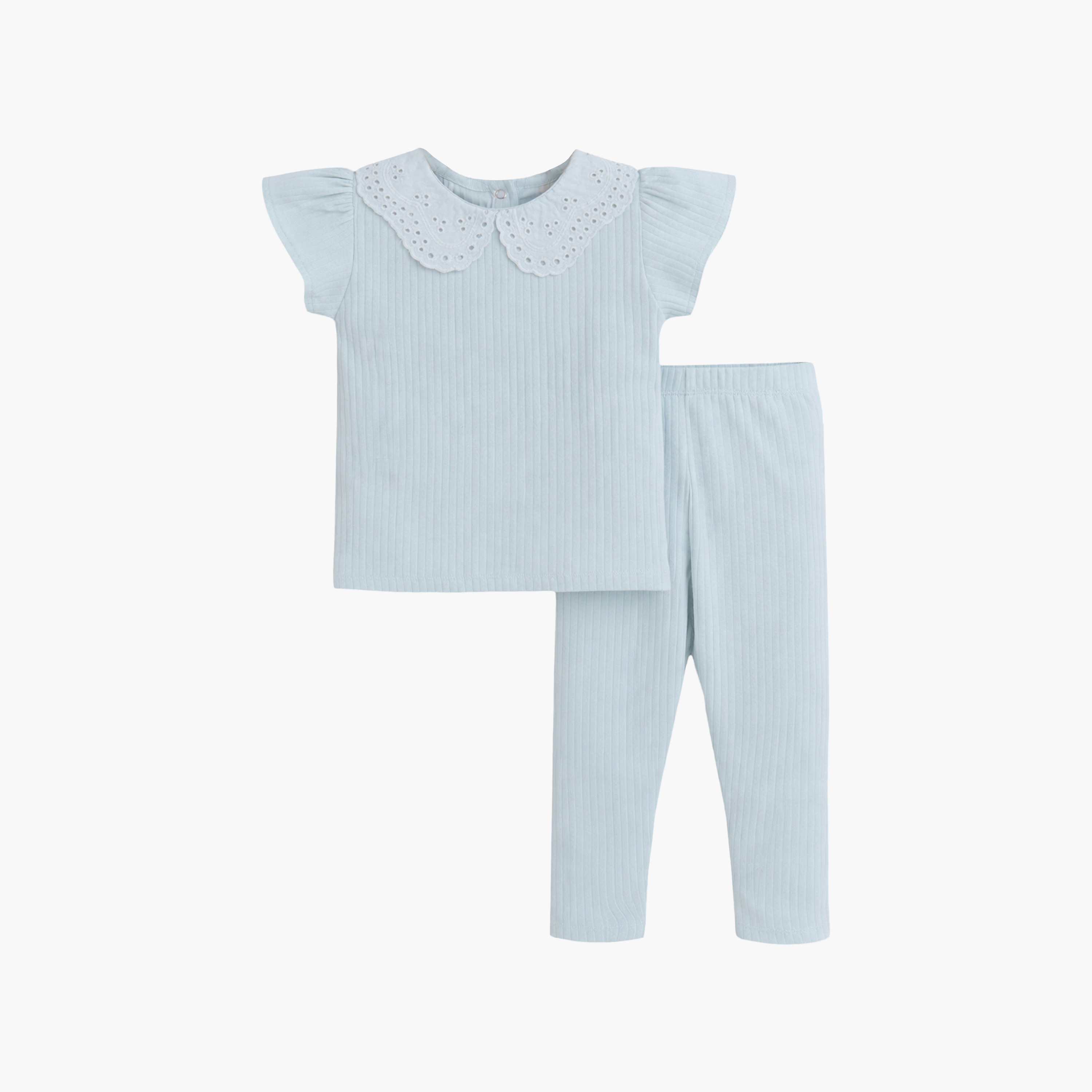 طقم 4 قطع تيشيرتات بأكمام قصيرة بطبعة فلورال وليقنز من فيكتور أند جين-baby-girls-clothing-setsandcoords-image-4
